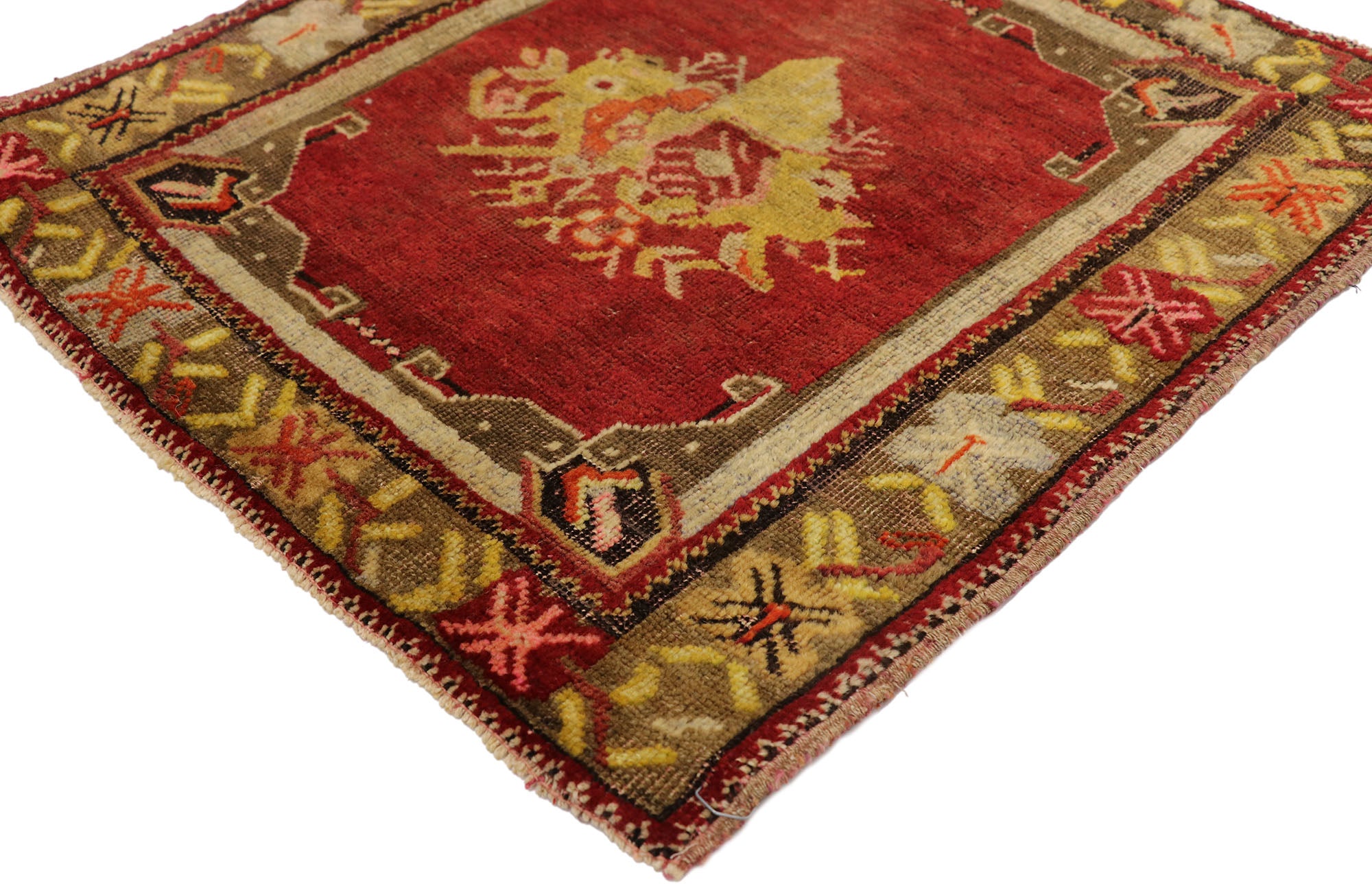 2 x 2 Vintage Turkish Yastik Rug 51199 | Esmaili Rugs