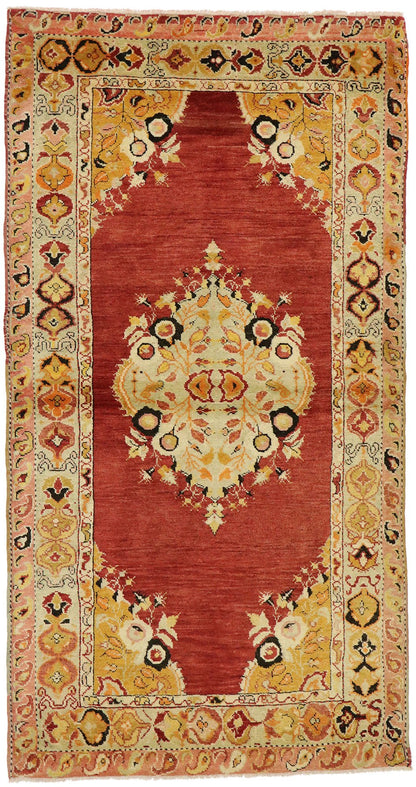 3 x 6 Vintage Red Turkish Oushak Rug 51267