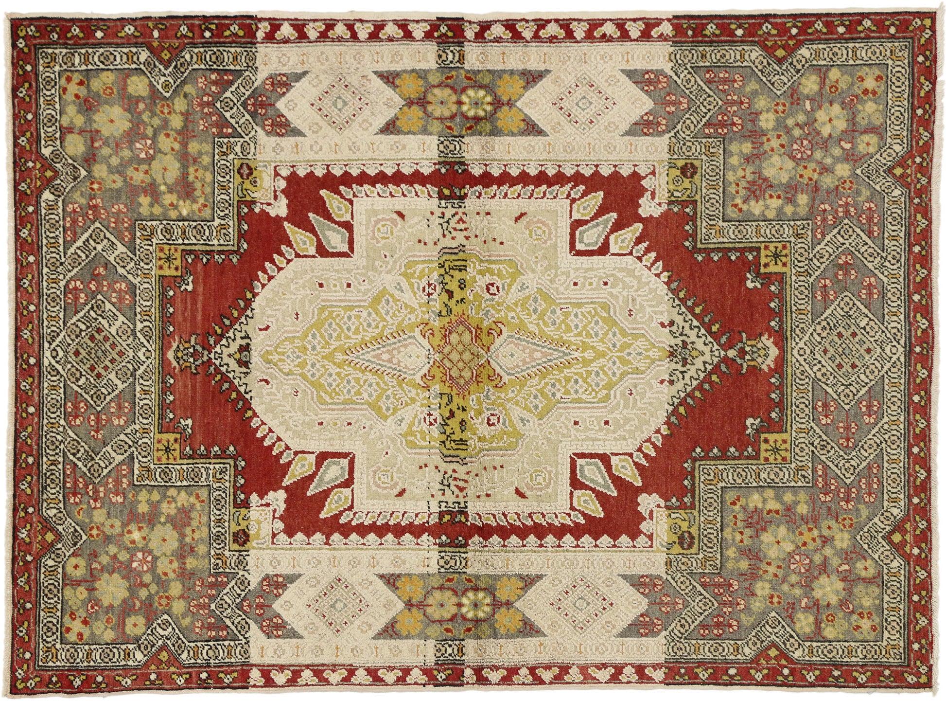 4 x 6 Vintage Turkish Oushak Rug 51293