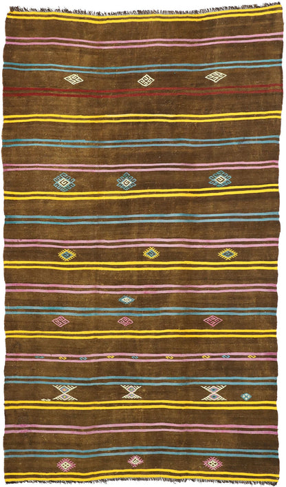 7 x 12 Vintage Striped Turkish Kilim Rug 51305