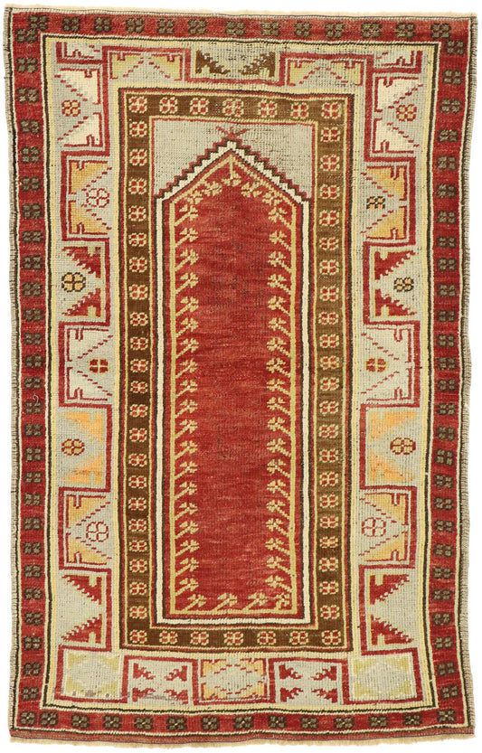 3 x 5 Vintage Turkish Oushak Prayer Rug 51316