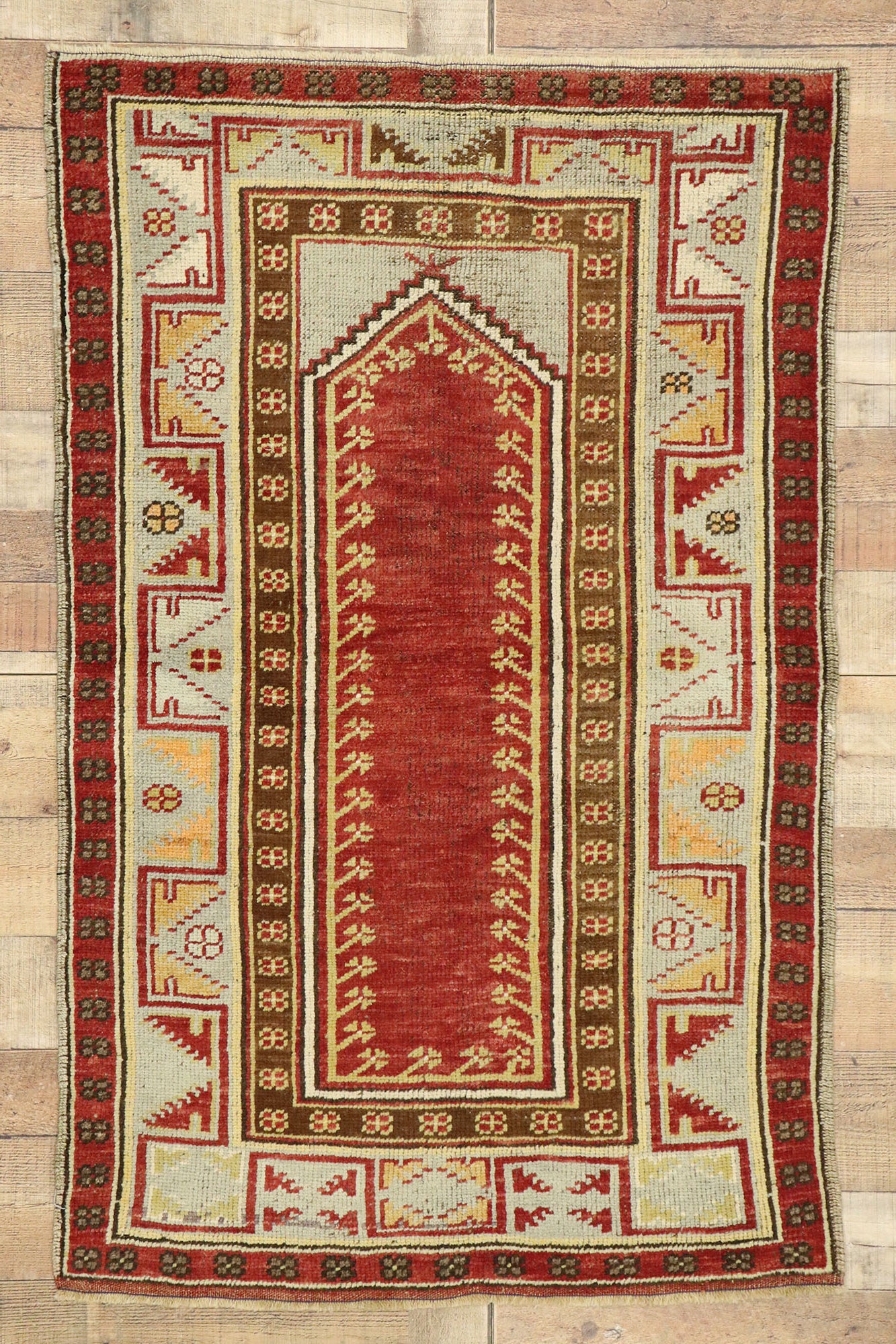 3 x 5 Vintage Turkish Oushak Prayer Rug 51316