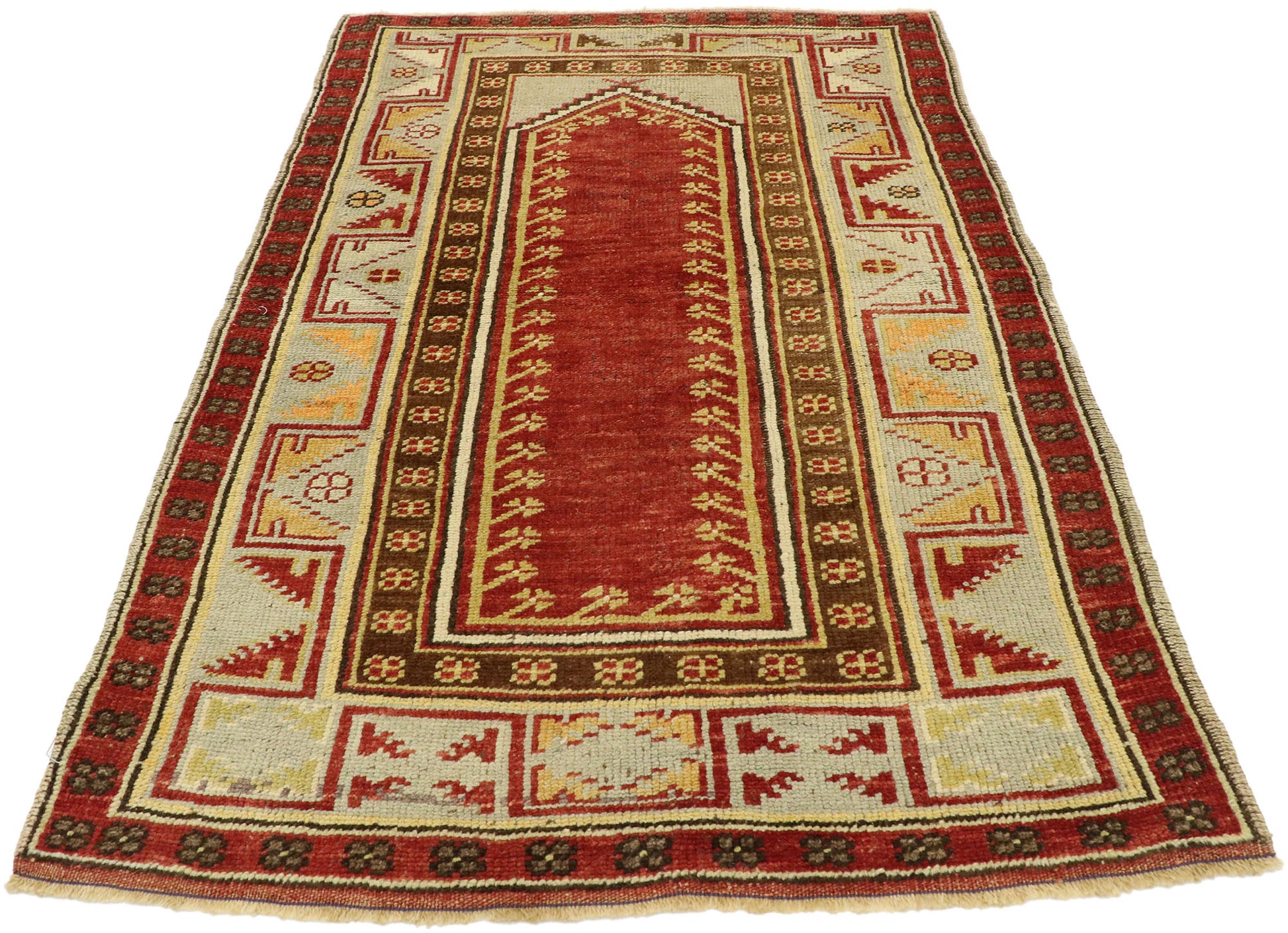 3 x 5 Vintage Turkish Oushak Prayer Rug 51316