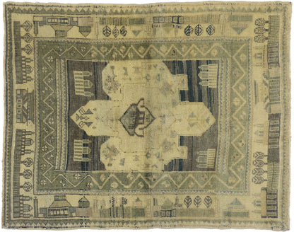 4 x 5 Vintage Turkish Oushak Rug 51317
