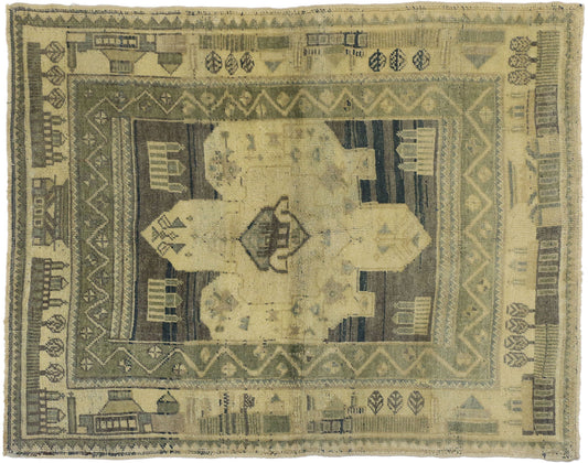 4 x 5 Vintage Turkish Oushak Rug 51317
