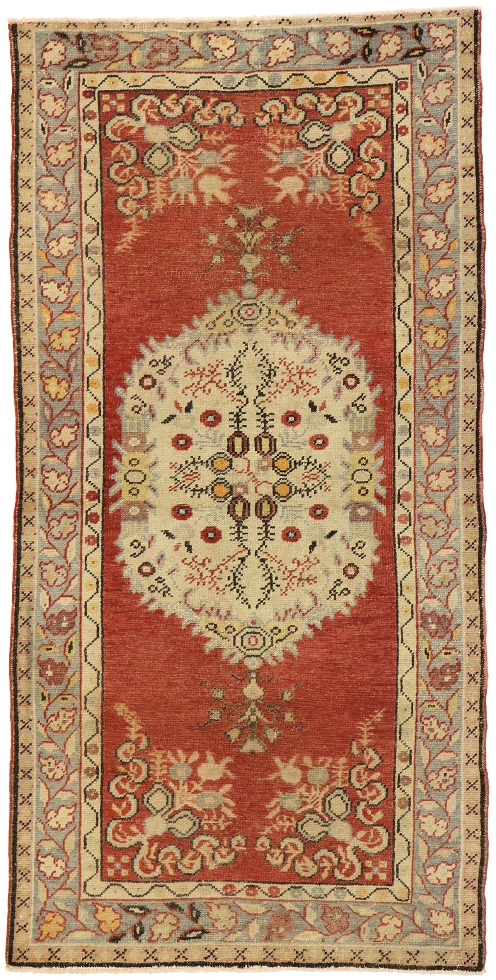 3 x 7 Vintage Red Turkish Oushak Rug 51318