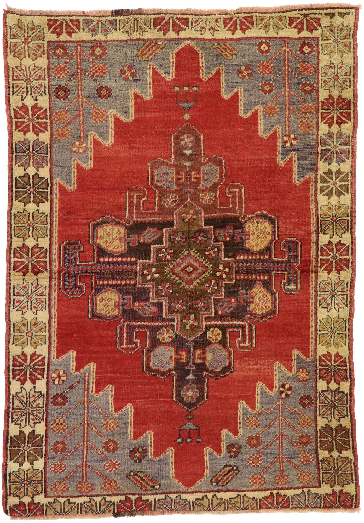 3 x 5 Vintage Red Turkish Oushak Rug 51386
