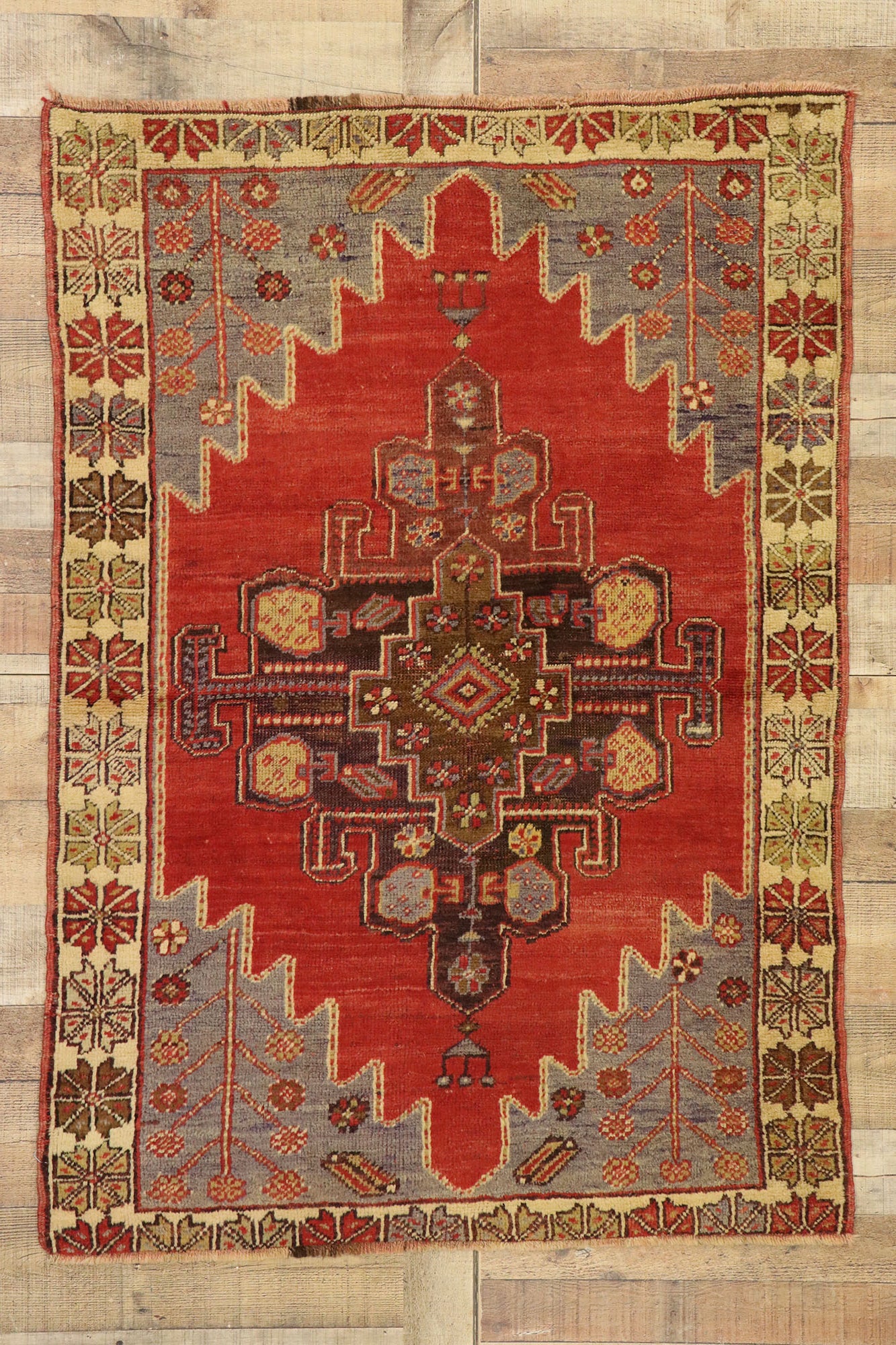 3 x 5 Vintage Red Turkish Oushak Rug 51386