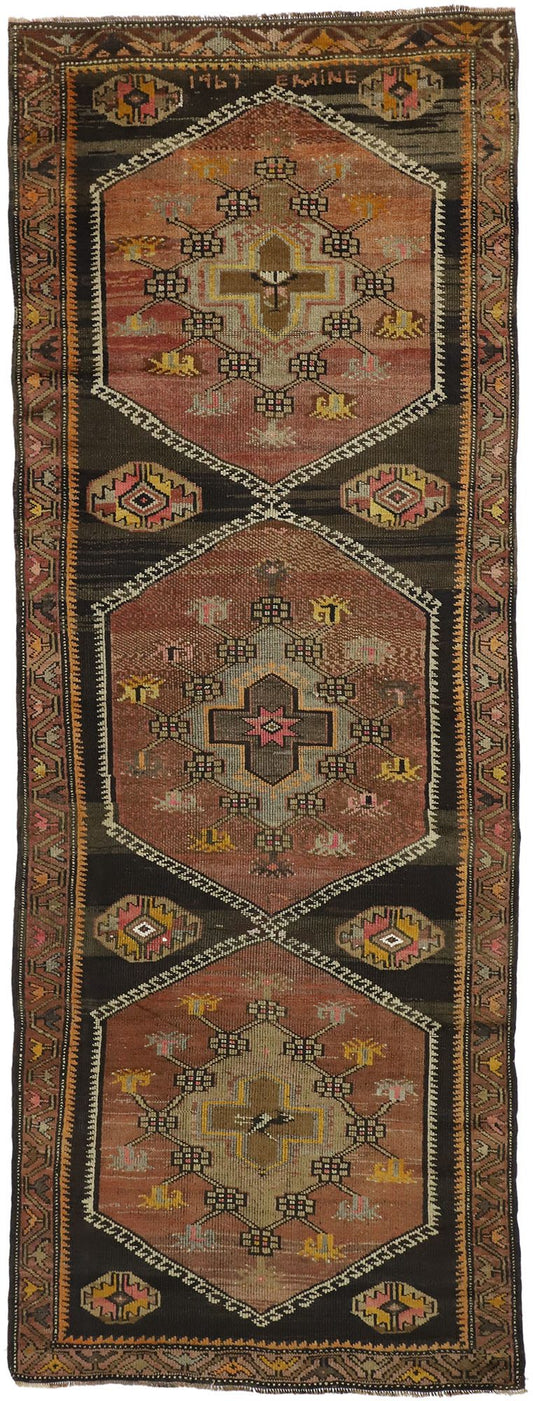 4 x 11 Vintage Turkish Oushak Rug 51446