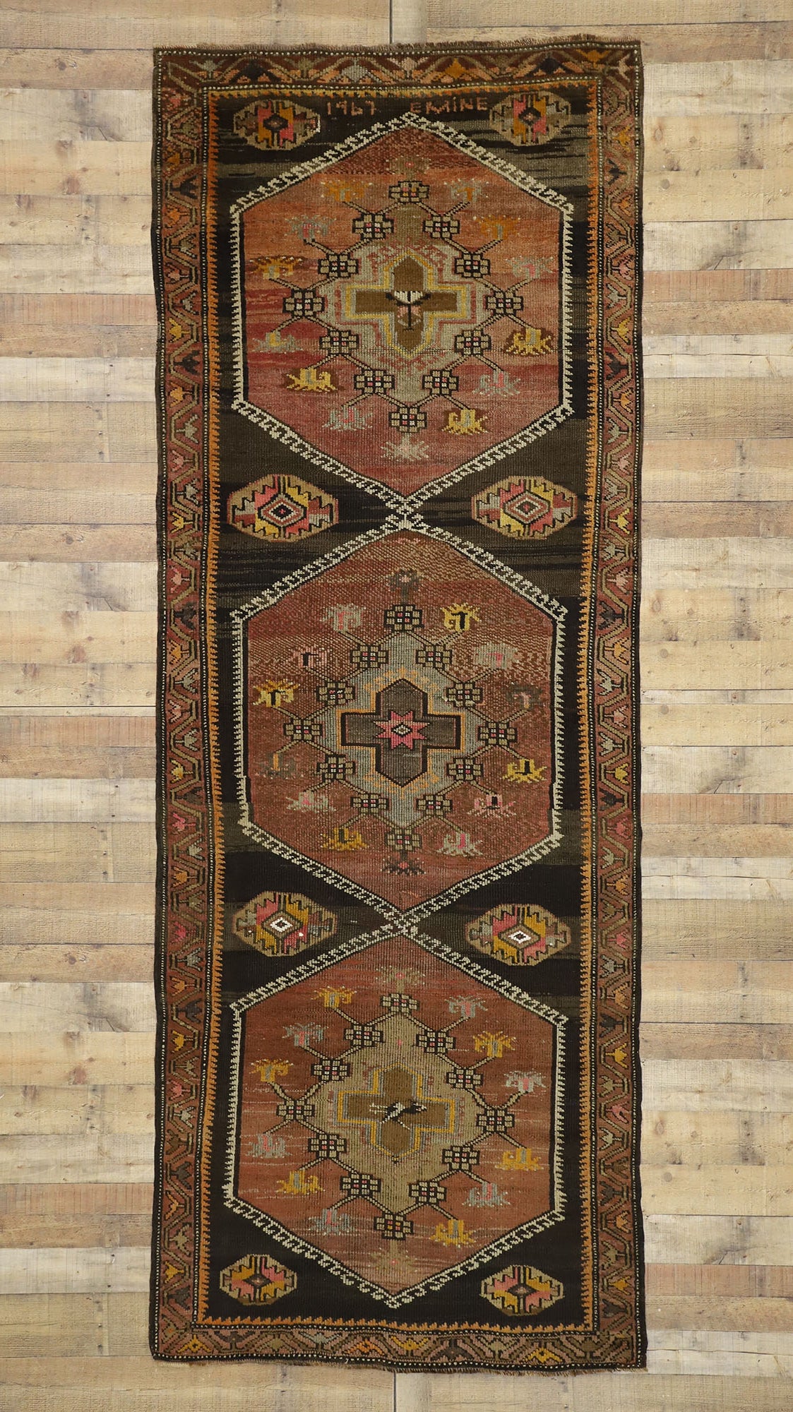 4 x 11 Vintage Turkish Oushak Rug 51446