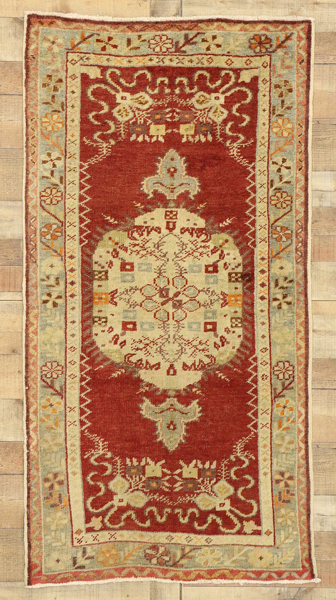 3 x 8 Vintage Turkish Oushak Rug 51449