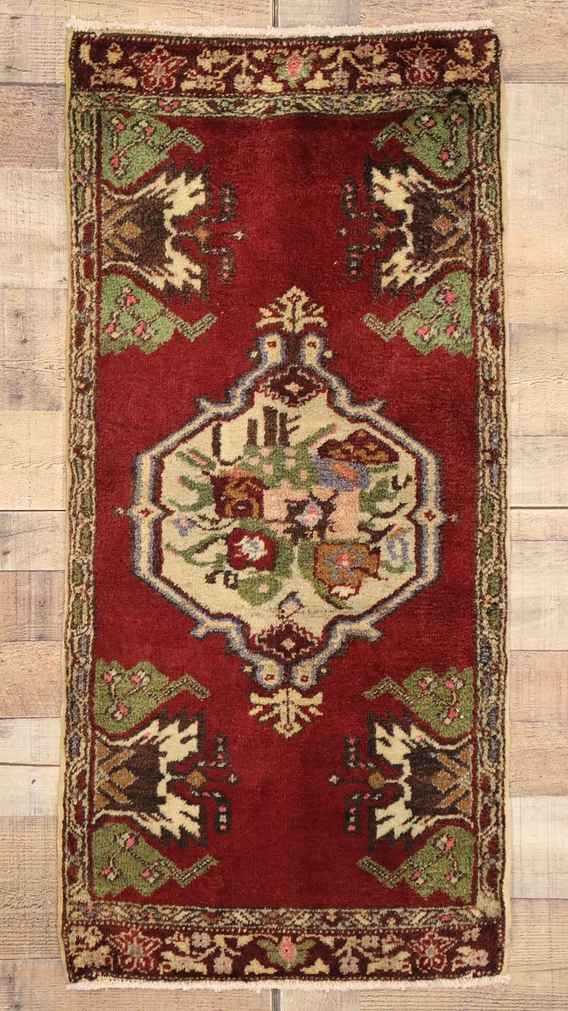 2 x 4 Vintage Turkish Yastik Rug 51469