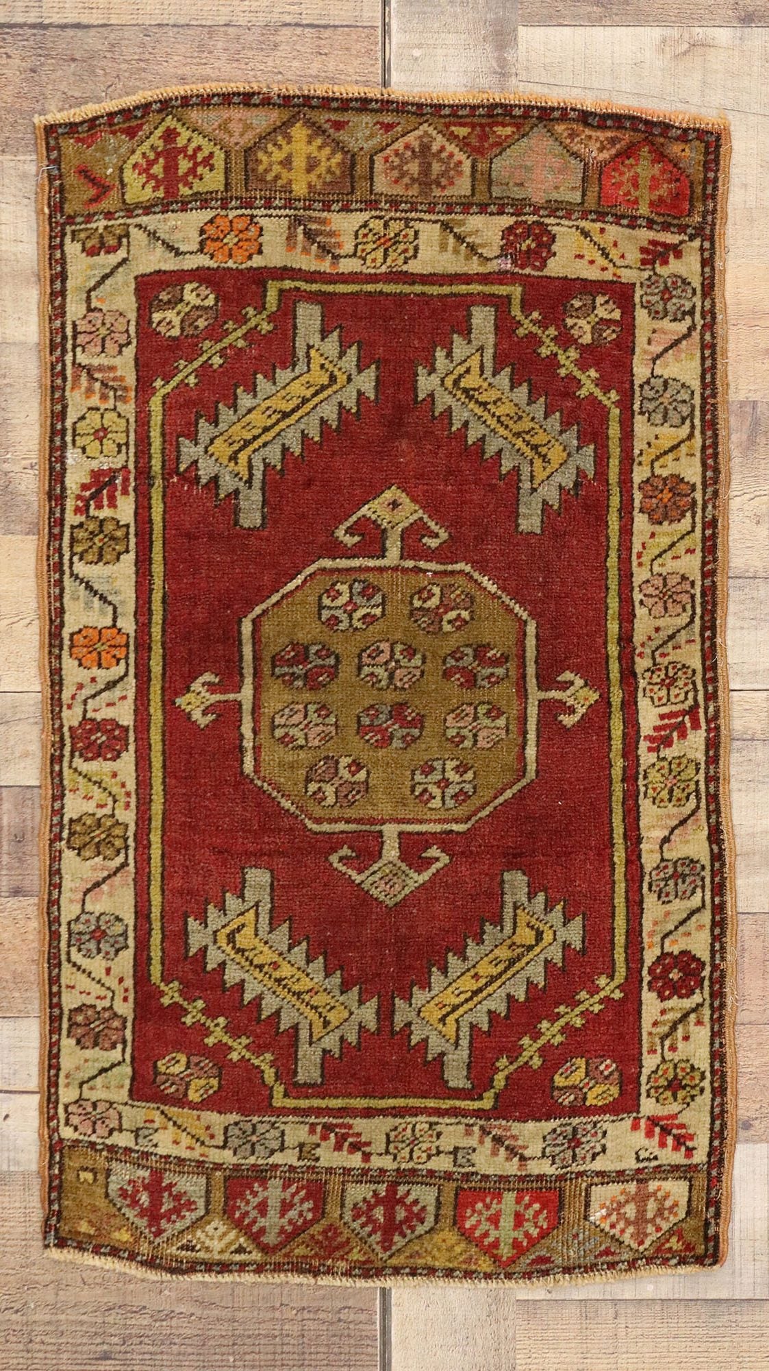2 x 3 Vintage Turkish Yastik Rug 51496