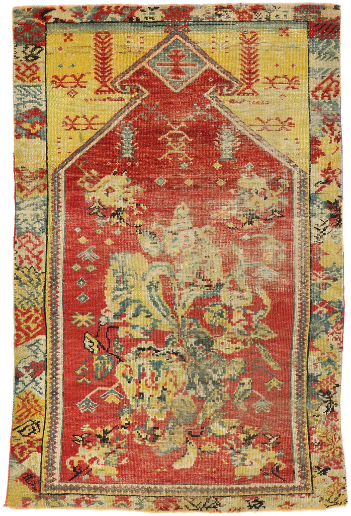 3 x 4 Antique Turkish Oushak Prayer Rug 51568