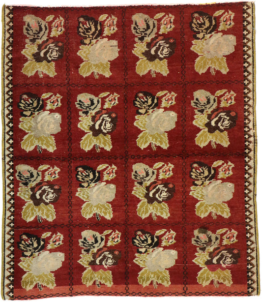 3 x 4 Vintage Red Turkish Oushak Rug 51569