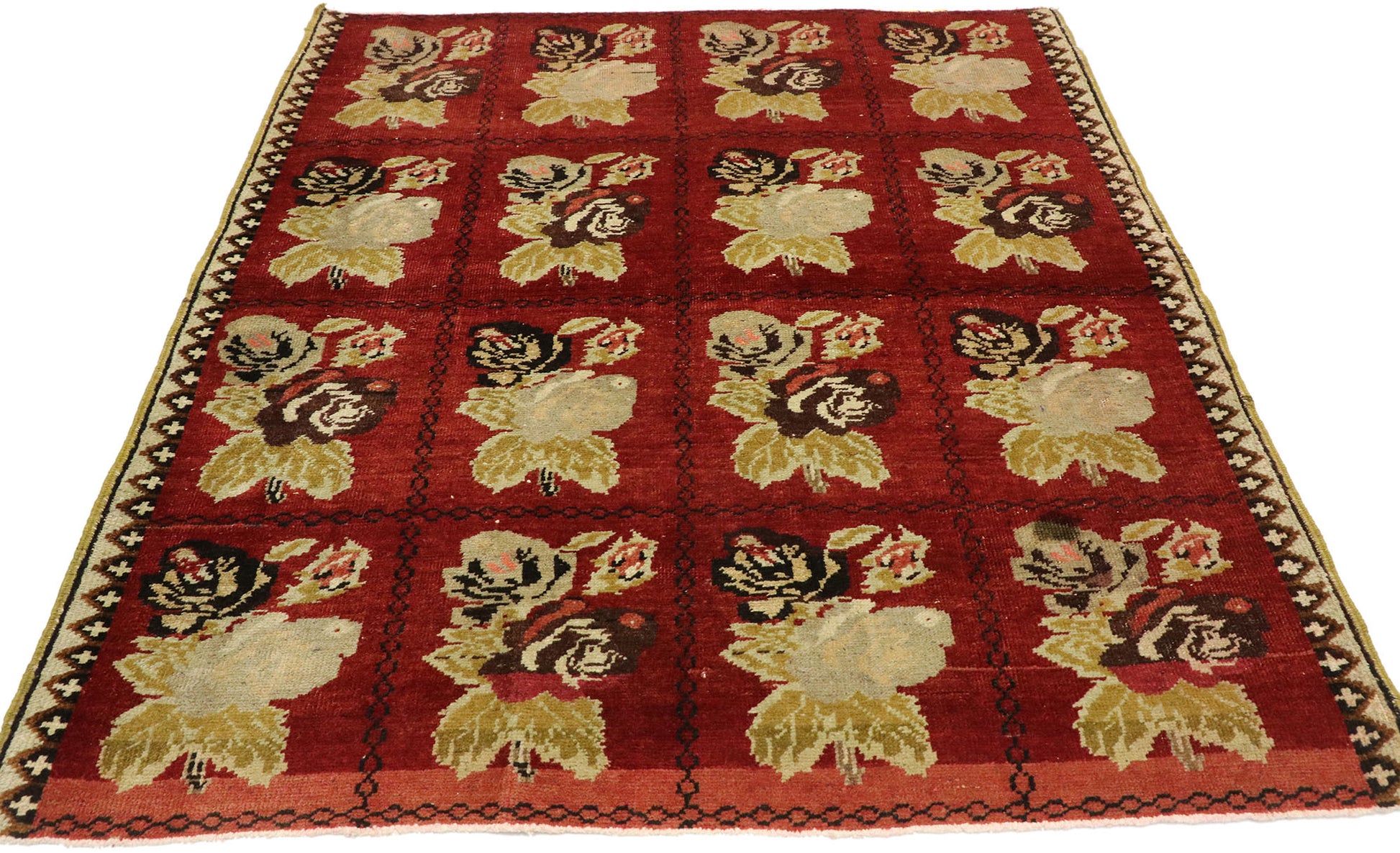 3 x 4 Vintage Red Turkish Oushak Rug 51569