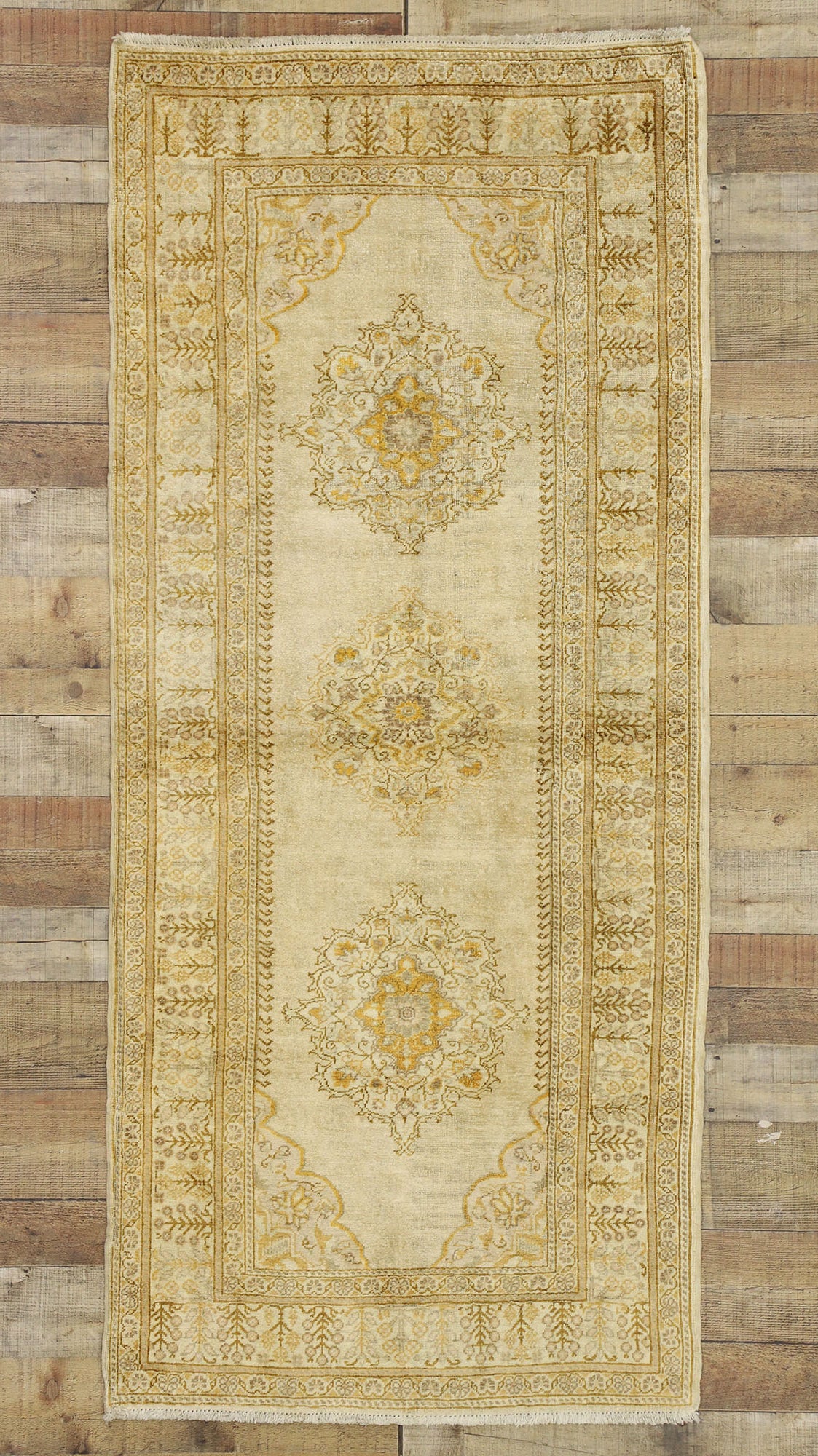 3 x 7 Vintage Turkish Oushak Rug 51576