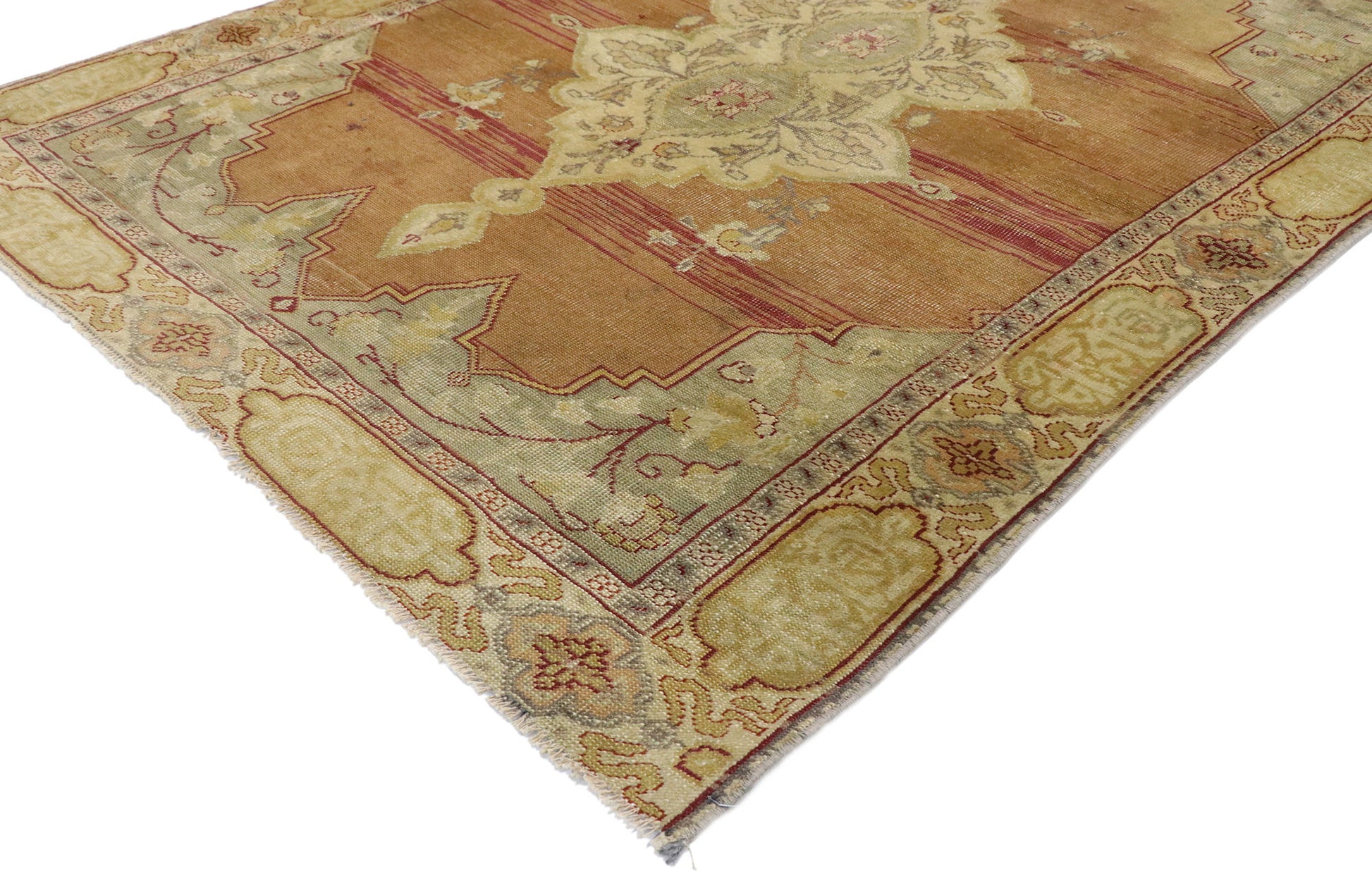 4 x 5 Vintage Turkish Oushak Rug 51695