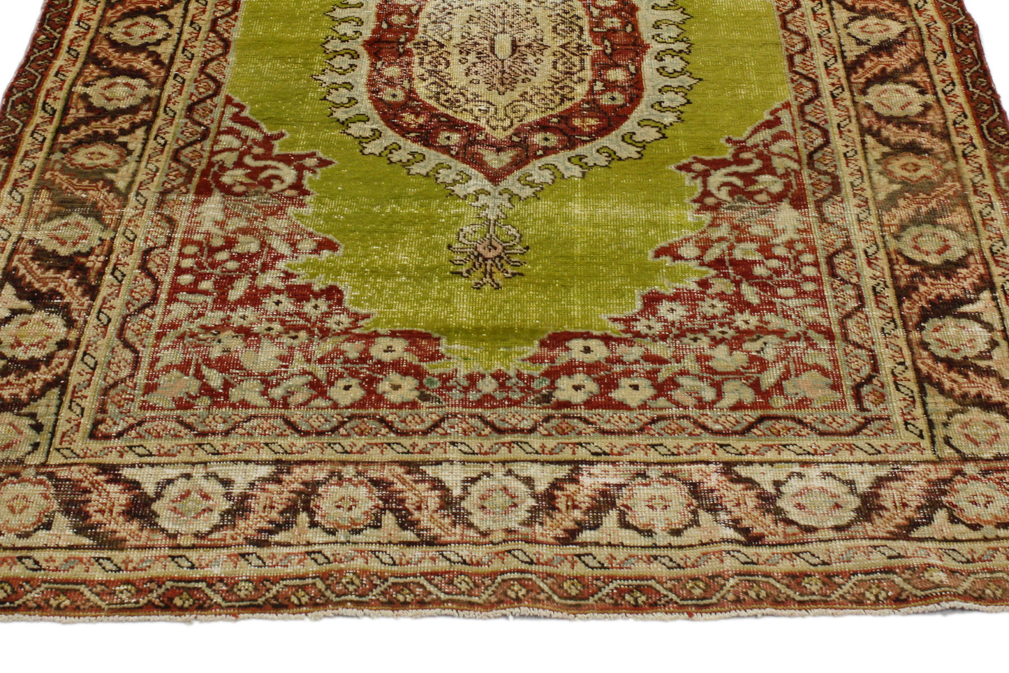 3 x 5 - Green Vintage Turkish Oushak Rug - 51698