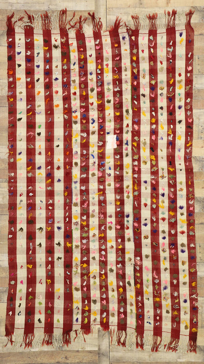 5 x 8 Vintage Turkish Pom Pom Kilim Rug 51711