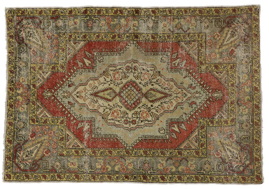 4 x 6 Vintage Turkish Oushak Rug 51738