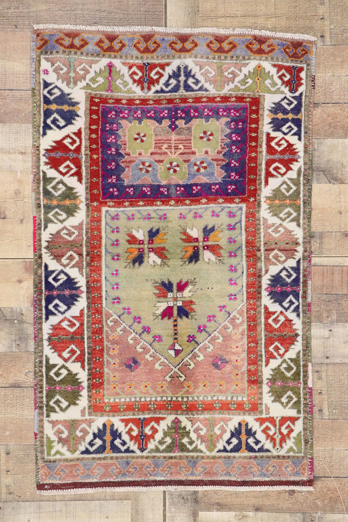 3 x 4 Vintage Turkish Oushak Prayer Rug 51763