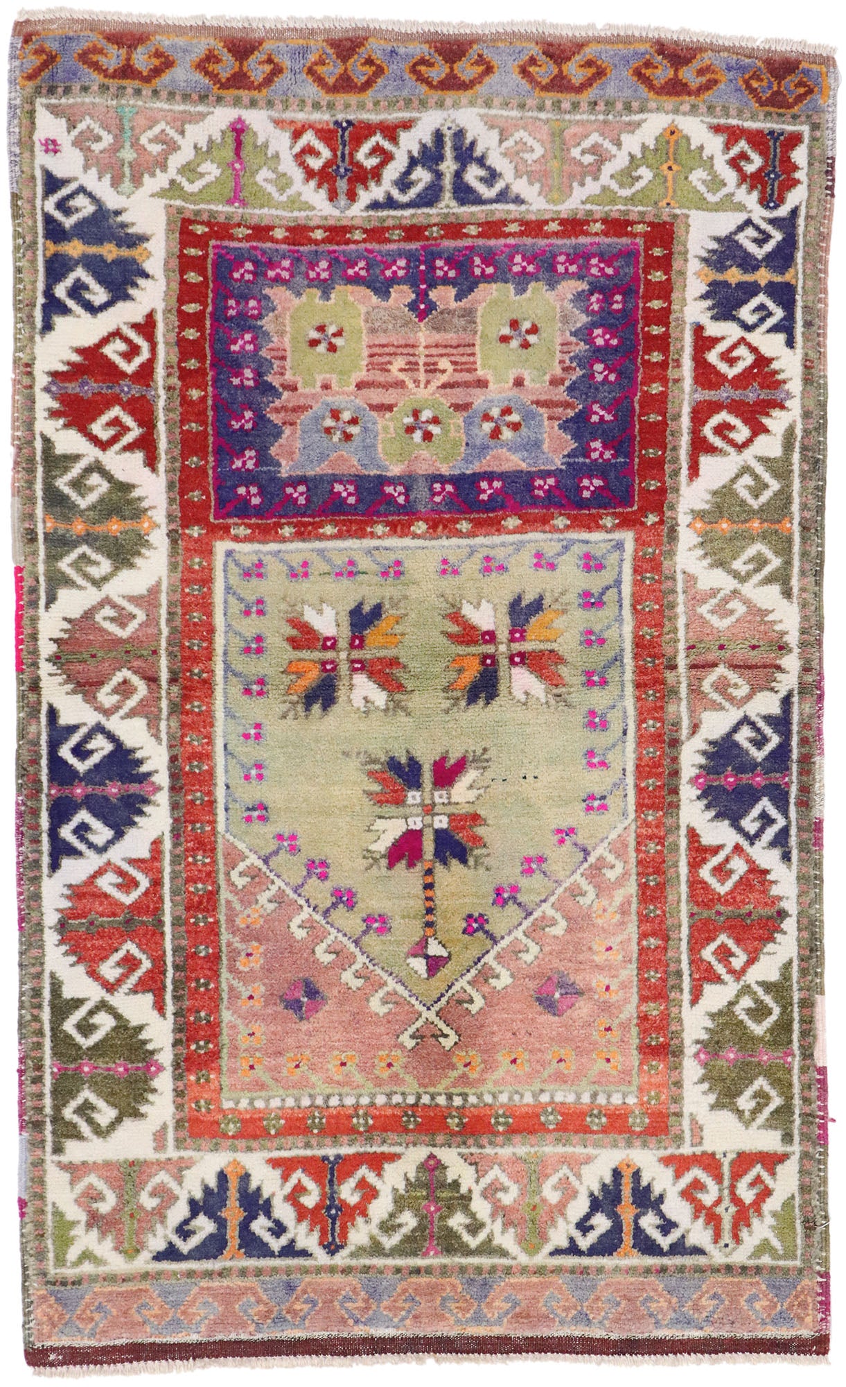 3 x 4 Vintage Turkish Oushak Prayer Rug 51763
