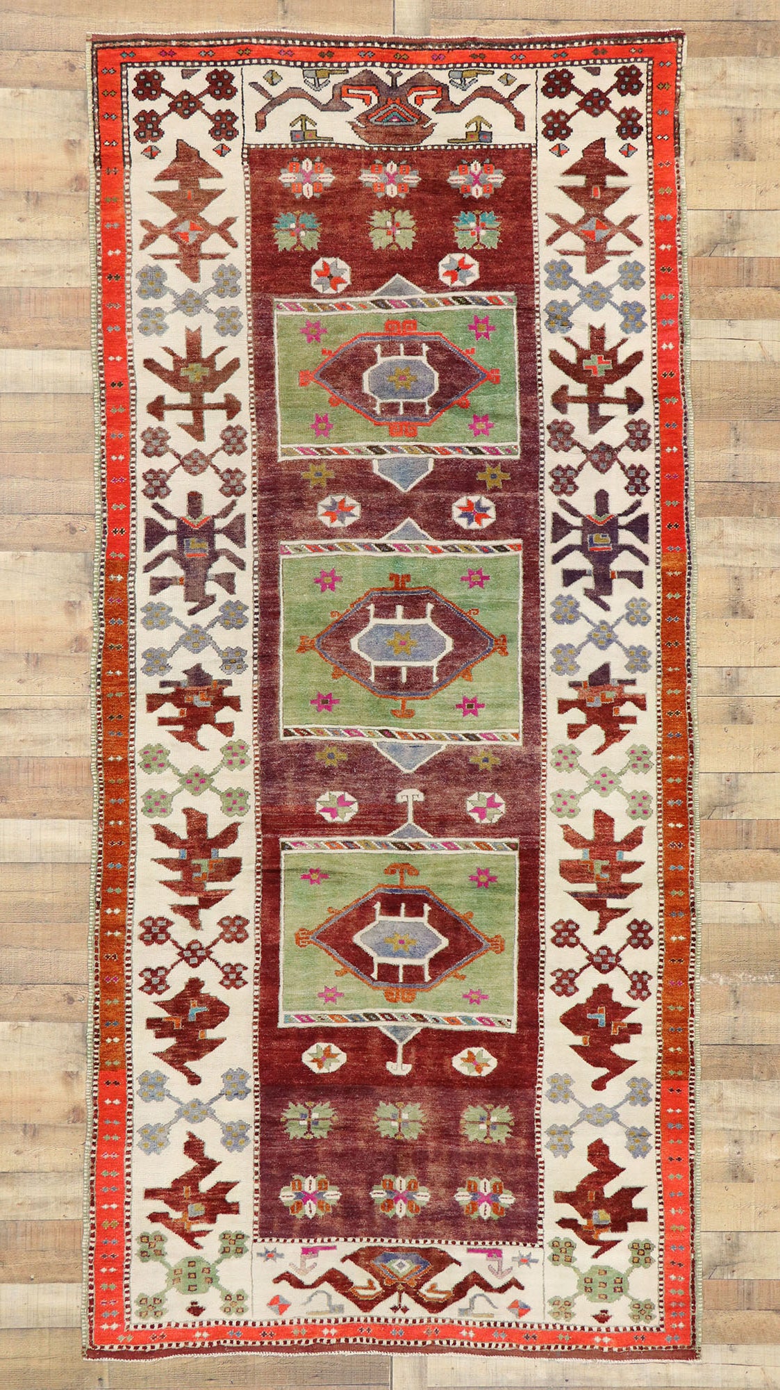 5 x 11 Vintage Turkish Oushak Rug 51798