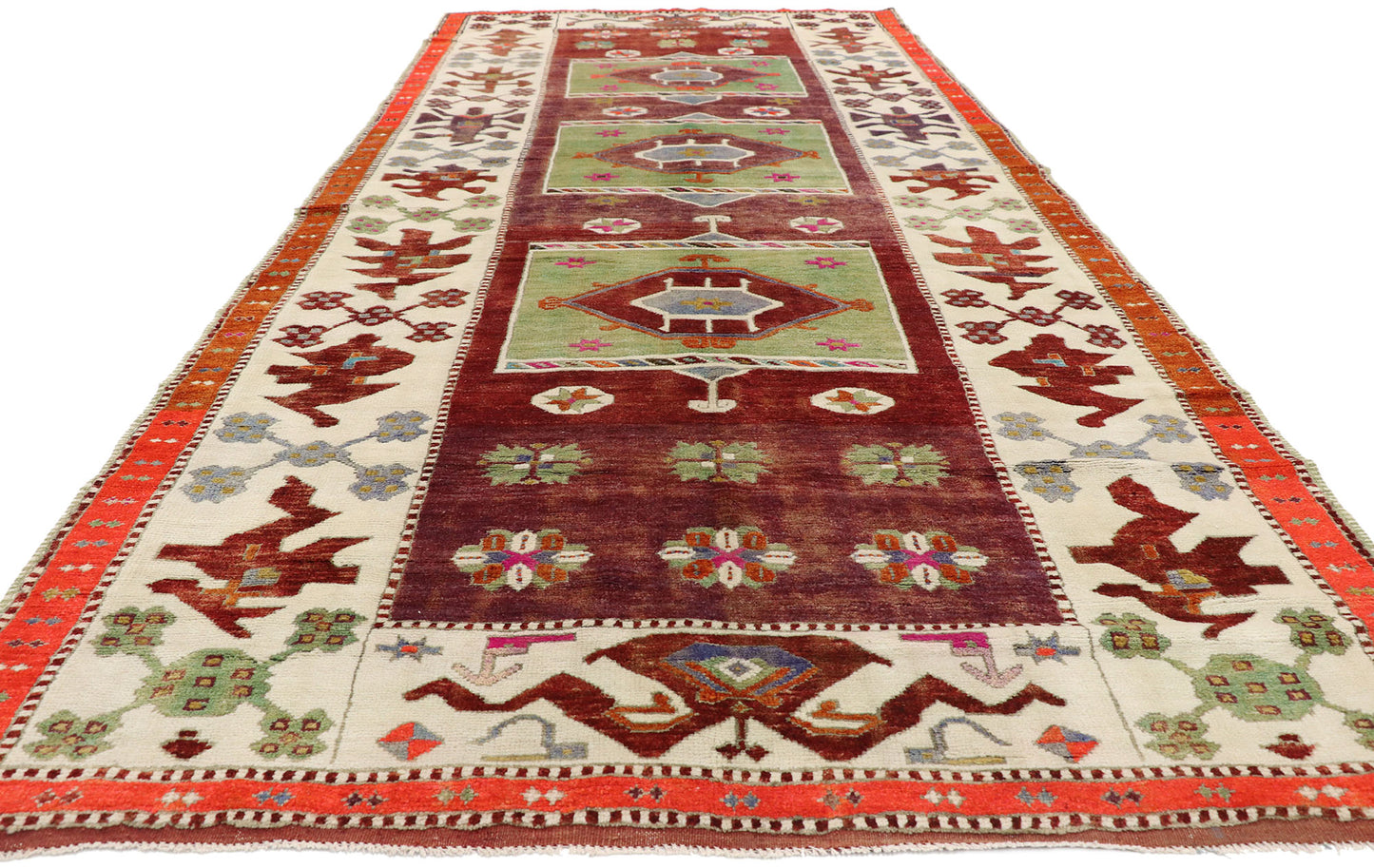 5 x 11 Vintage Turkish Oushak Rug 51798
