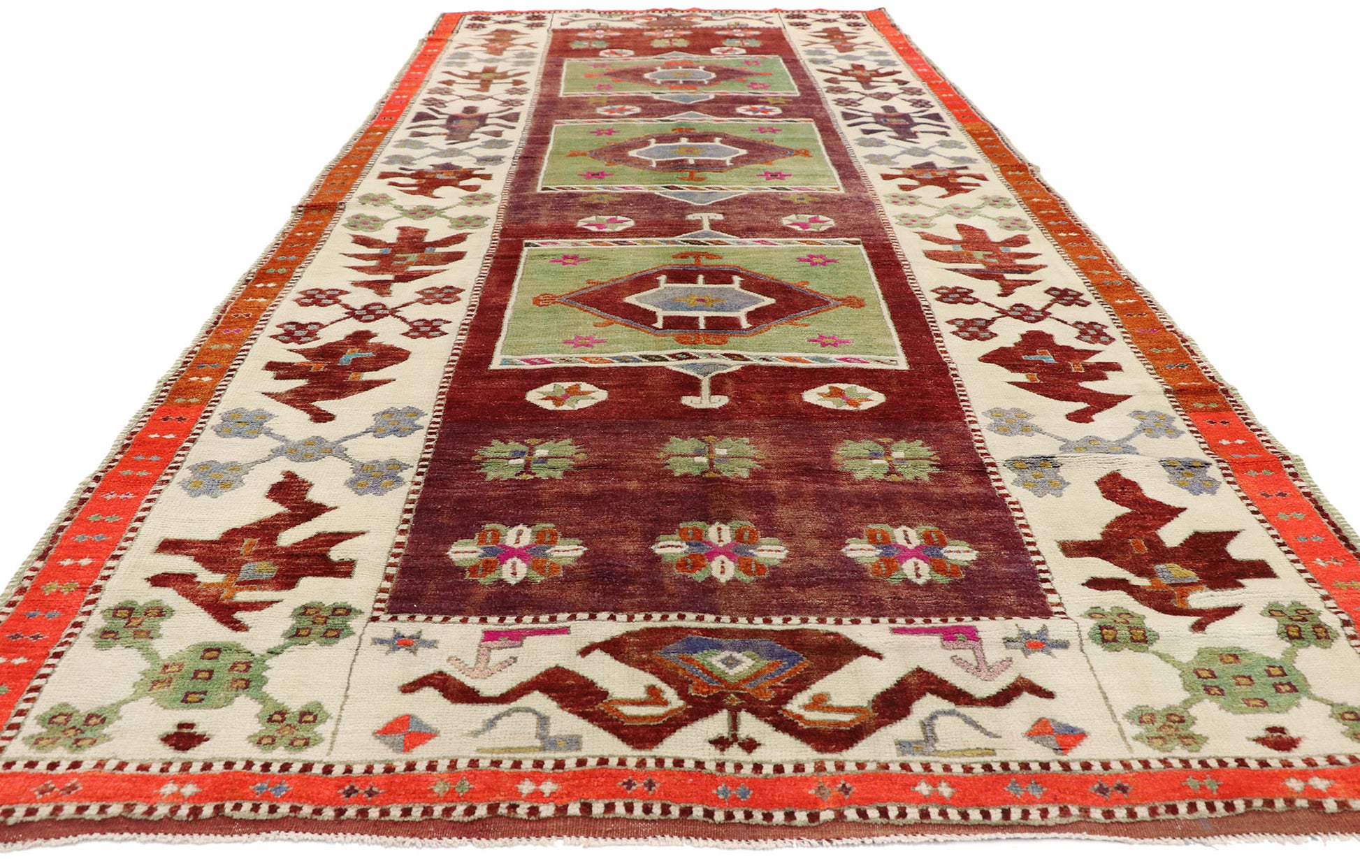 5 x 11 Vintage Turkish Oushak Rug 51798