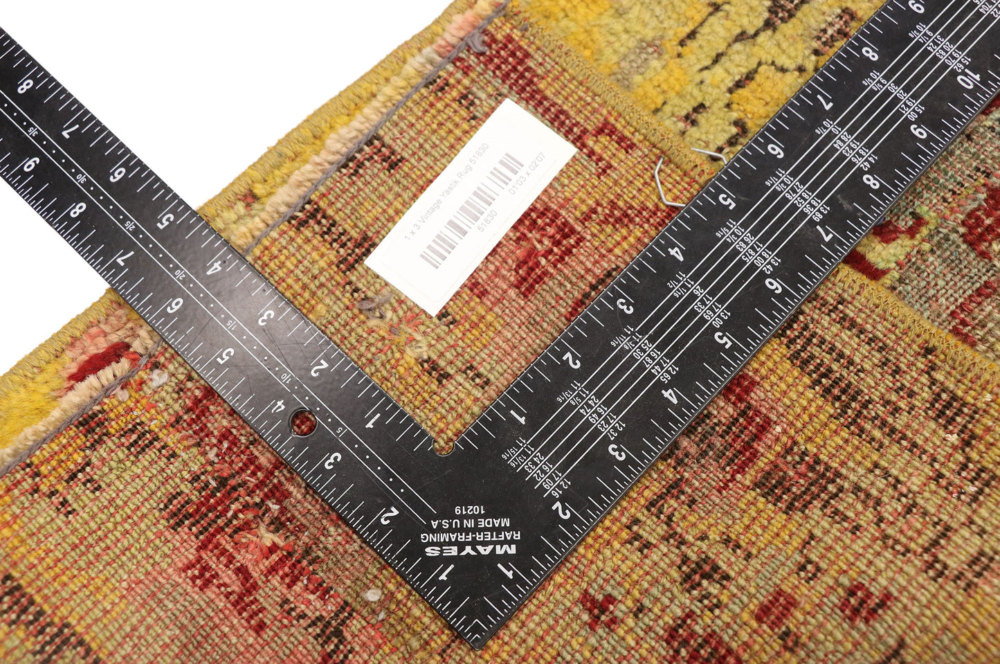 1 x 3 Vintage Turkish Yastik Rug 51830