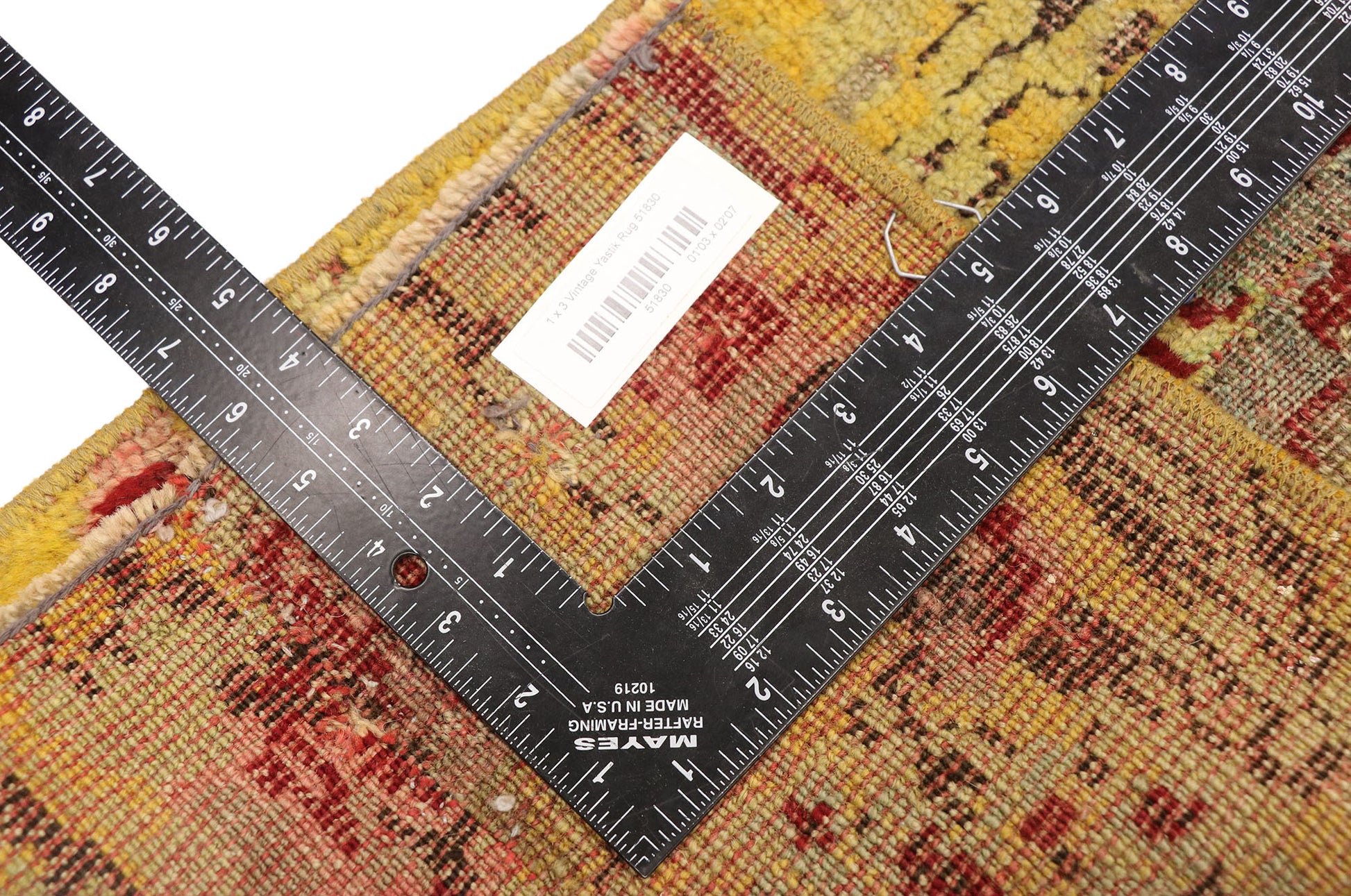 1 x 3 Vintage Turkish Yastik Rug 51830