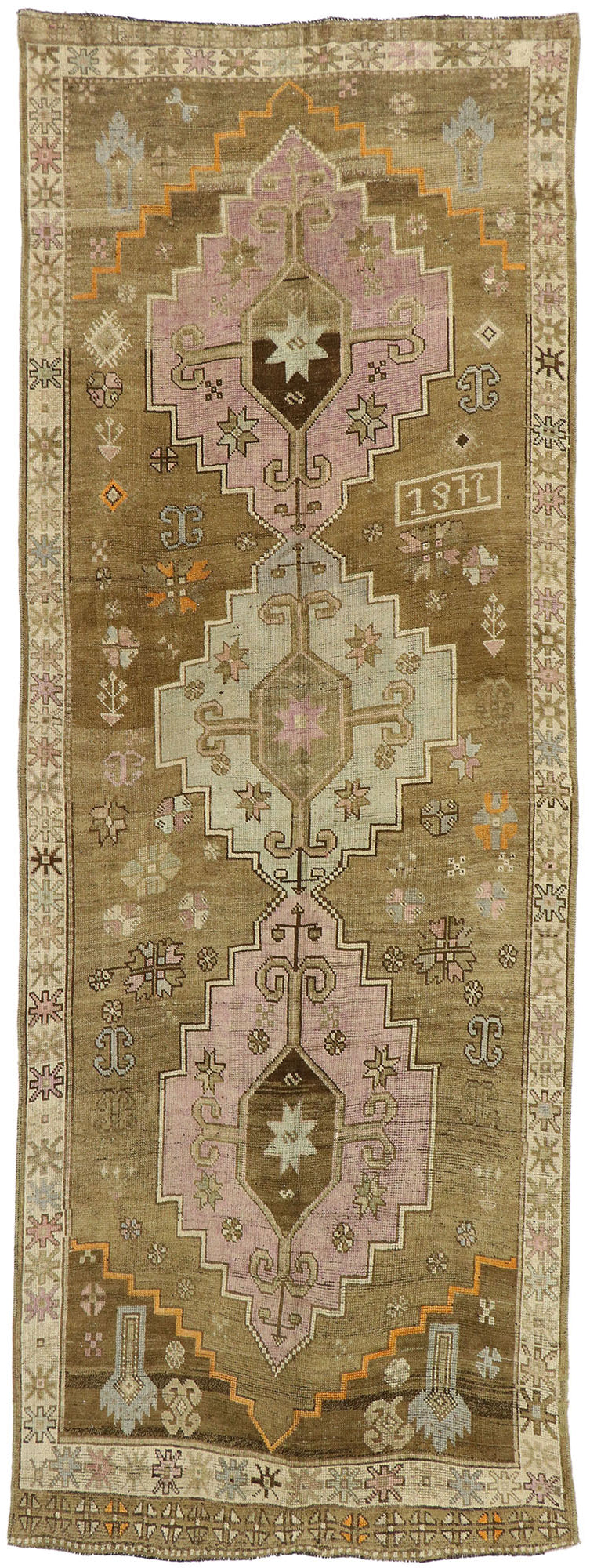 5 x 14 Vintage Turkish Oushak Kars Rug 51848