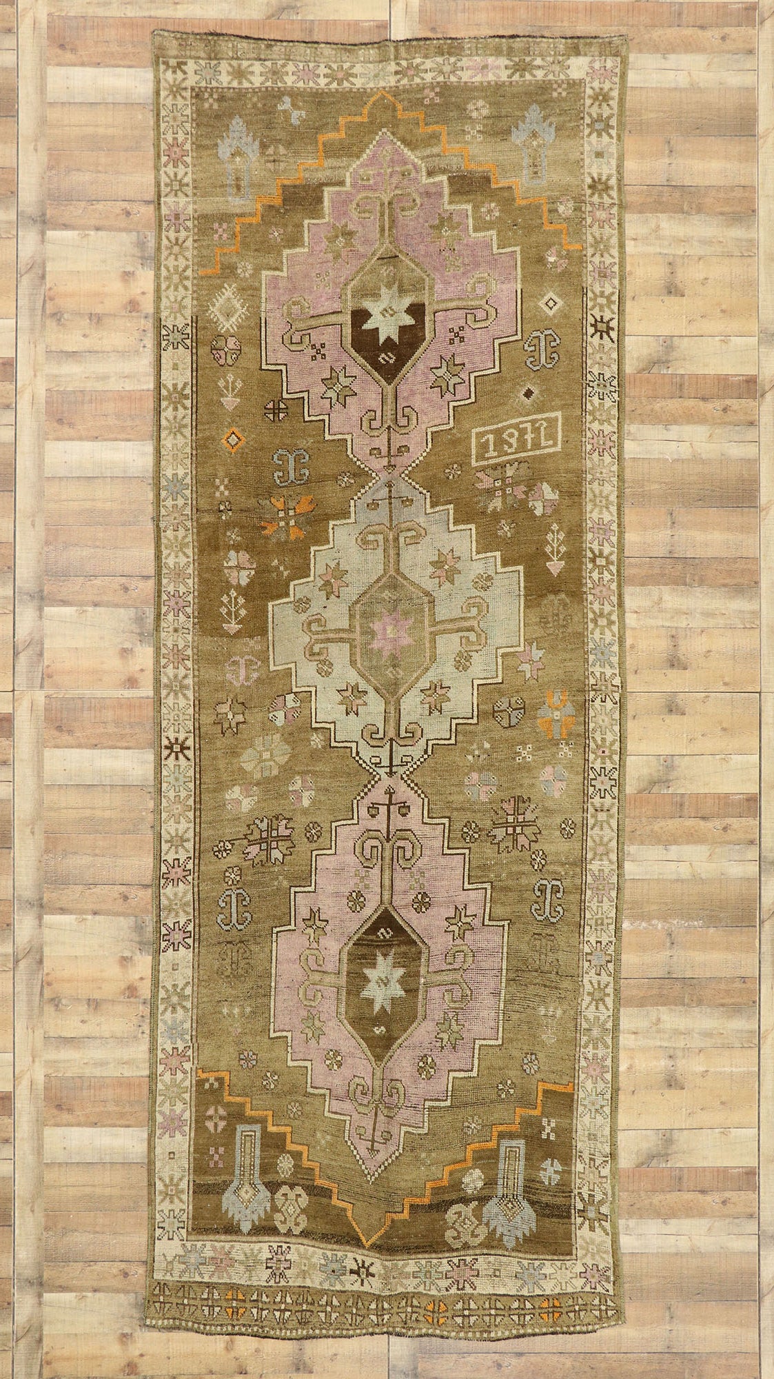 5 x 14 Vintage Turkish Oushak Kars Rug 51848