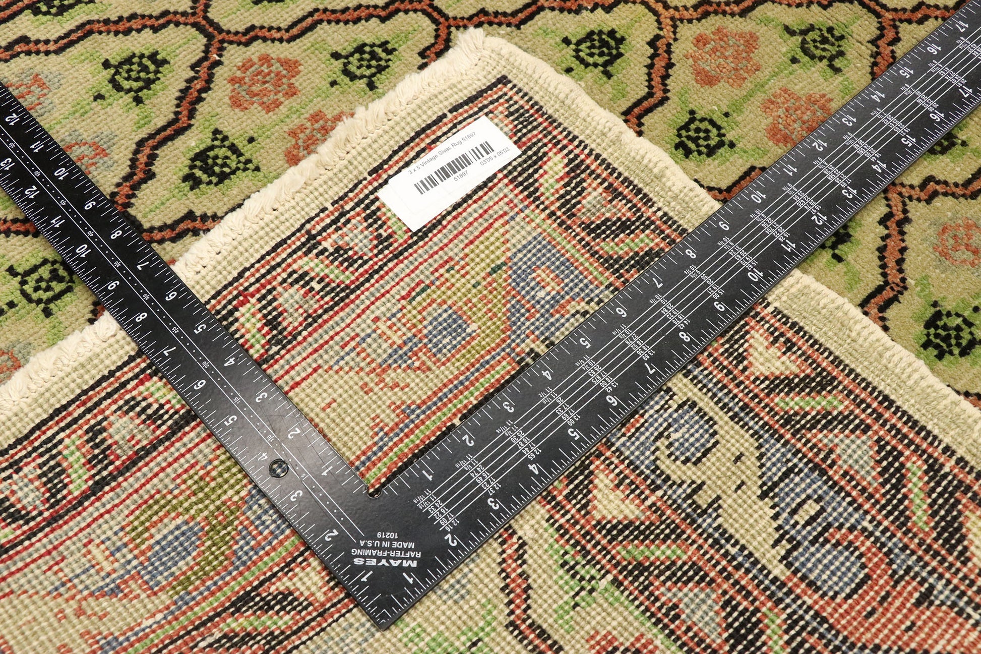 3 x 5 Vintage Turkish Sivas Rug 51897