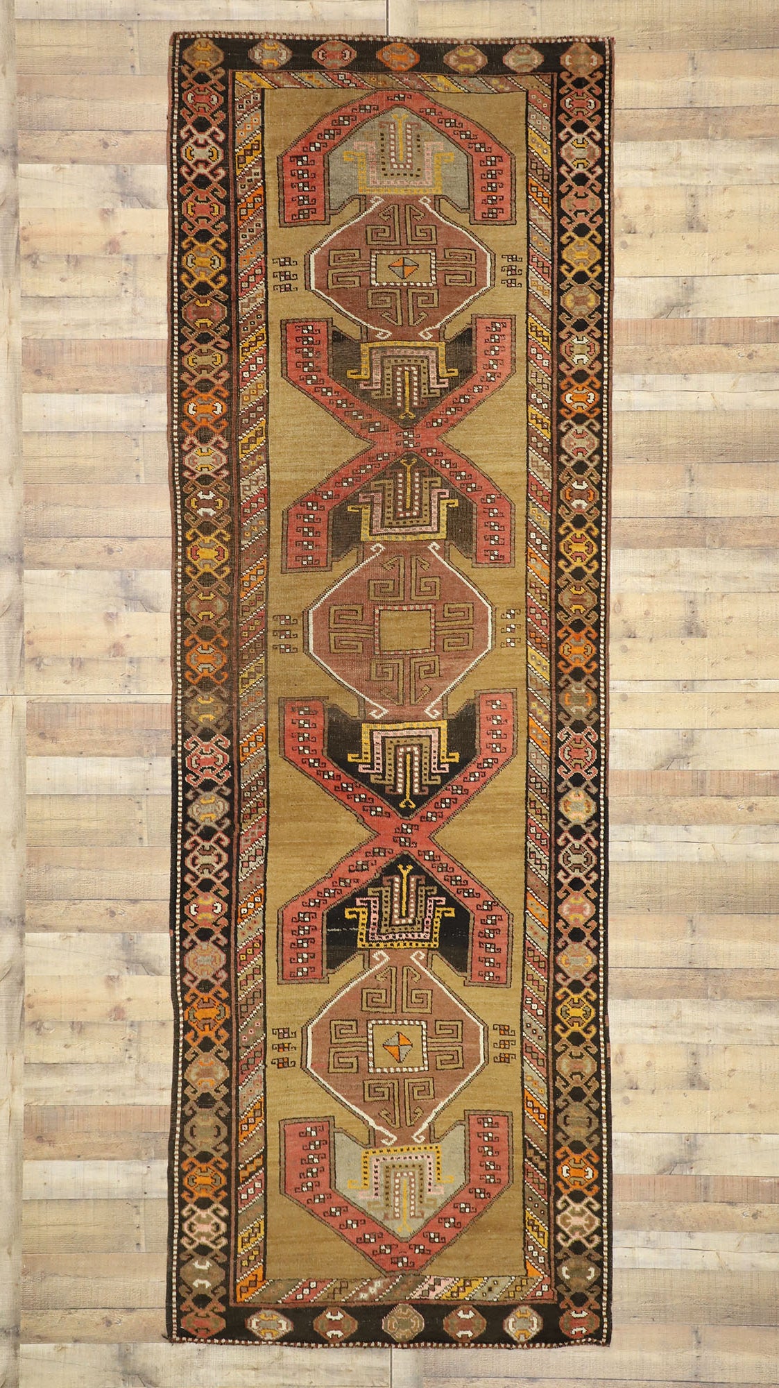 5 x 13 Vintage Turkish Oushak Rug 52062