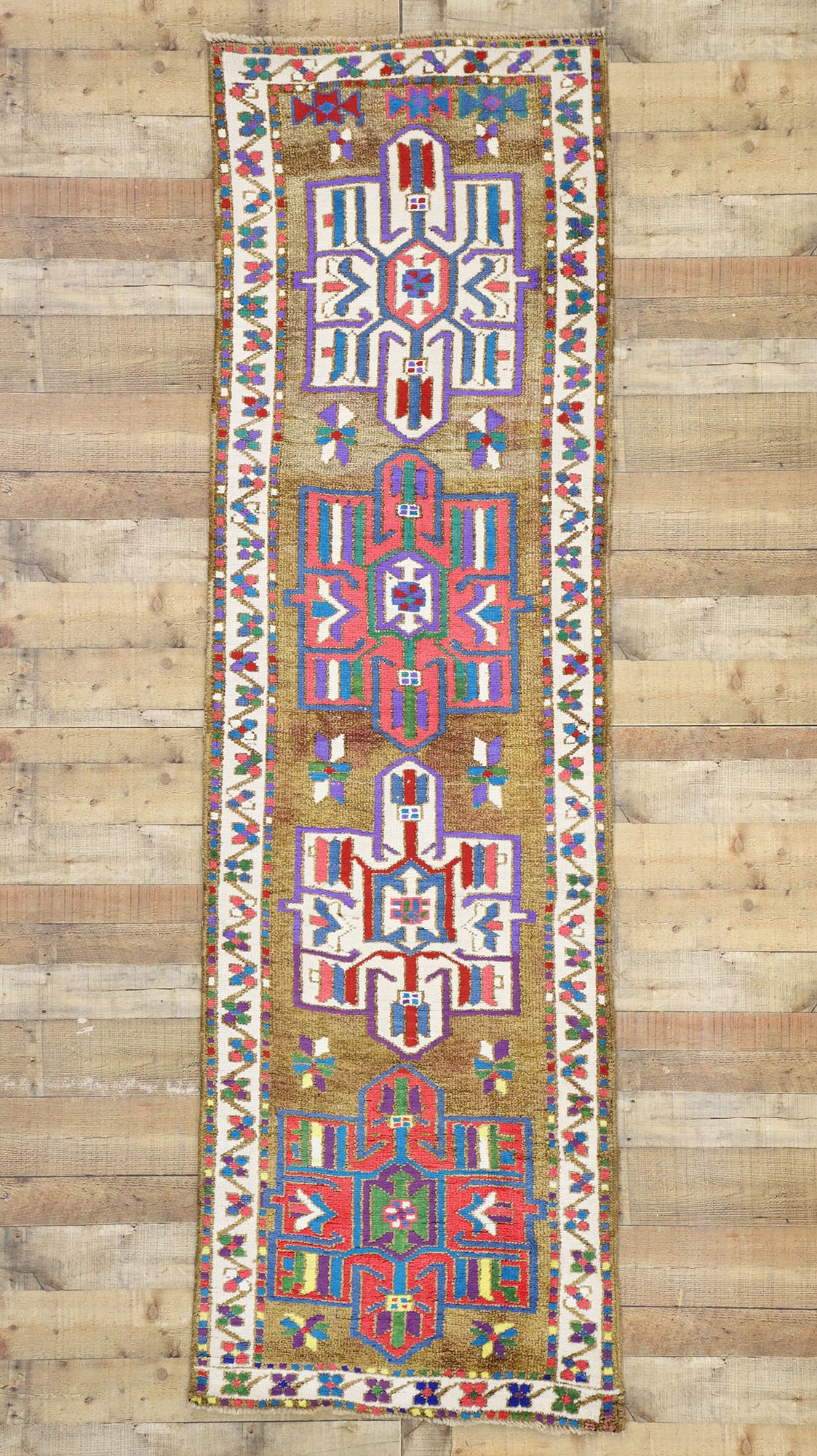 3 x 9 Vintage Turkish Oushak Rug 52066
