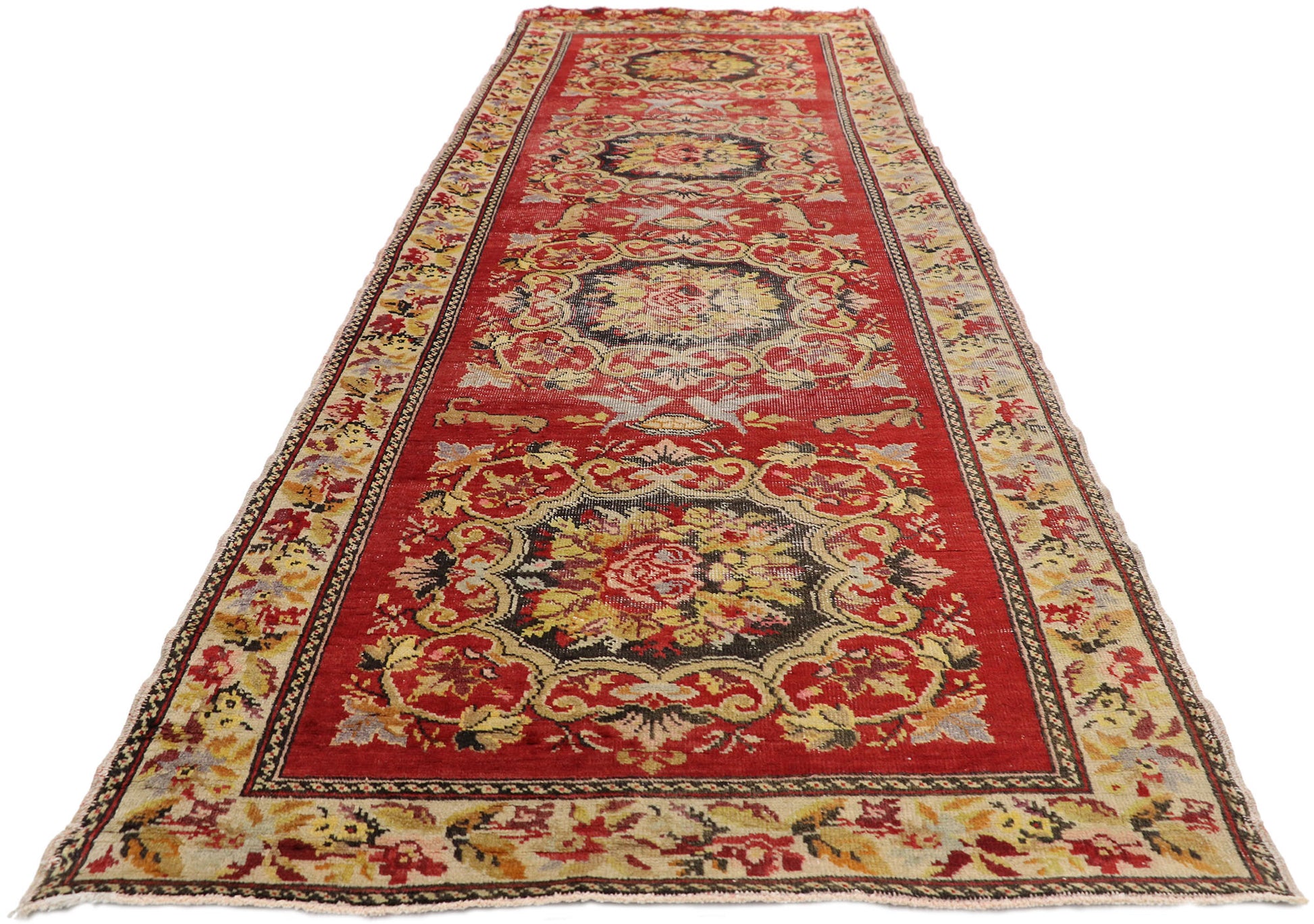 3 x 10 Vintage Turkish Oushak Runner 52067