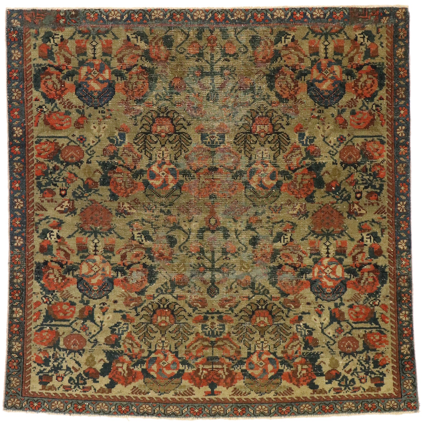 3 x 3 Vintage Turkish Oushak Rug 52097