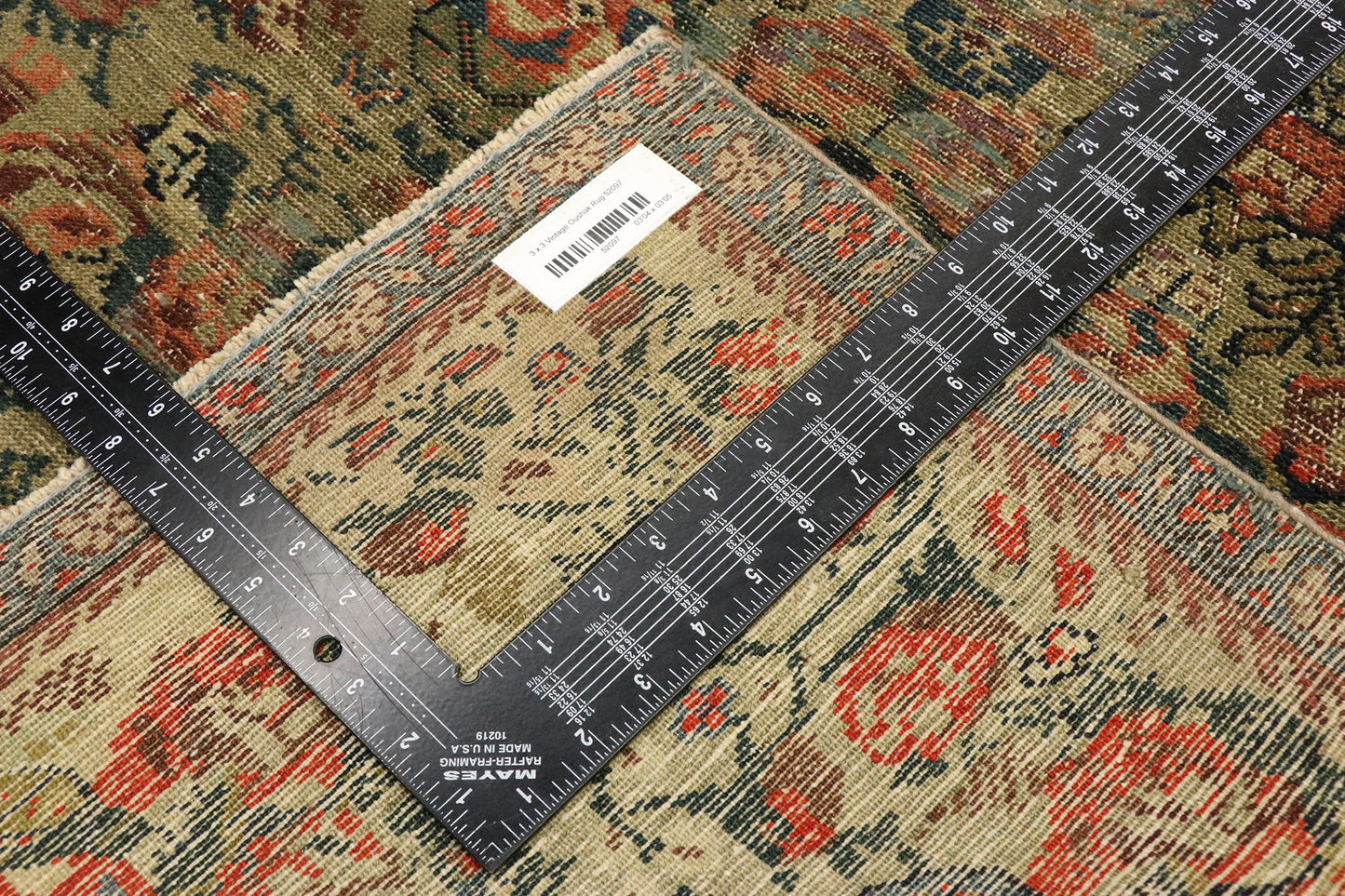 3 x 3 Vintage Turkish Oushak Rug 52097