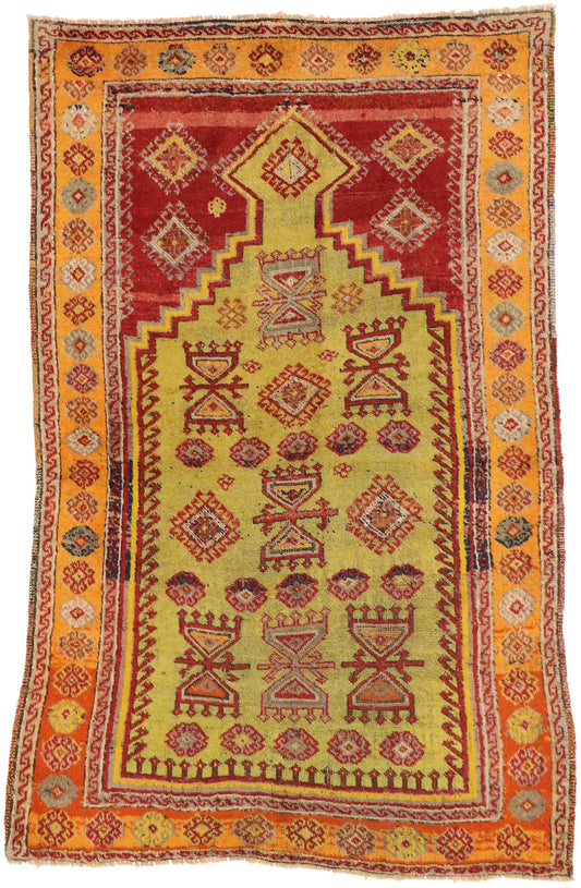 3 x 5 Vintage Turkish Oushak Prayer Rug 52099