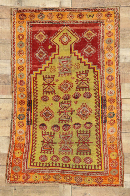 3 x 5 Vintage Turkish Oushak Prayer Rug 52099