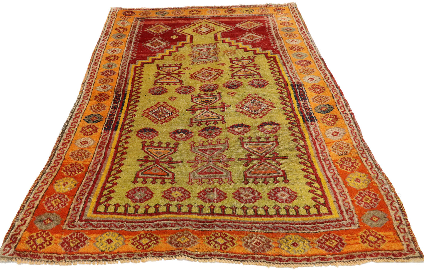 3 x 5 Vintage Turkish Oushak Prayer Rug 52099