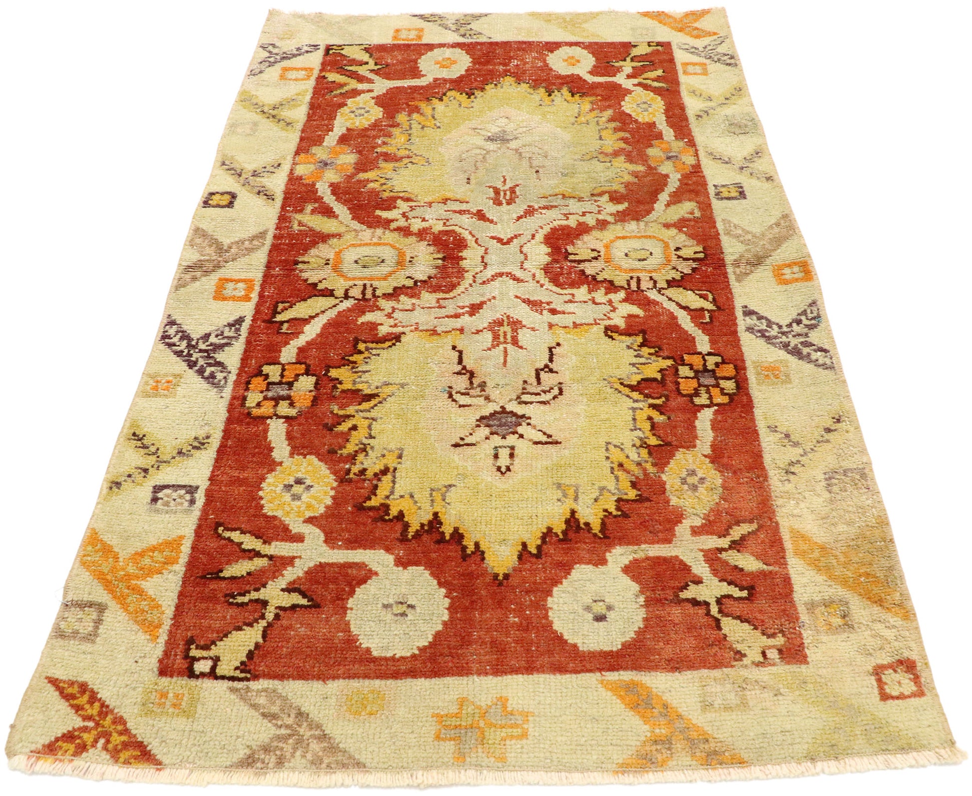 3 x 4 Vintage Turkish Oushak Rug 52101