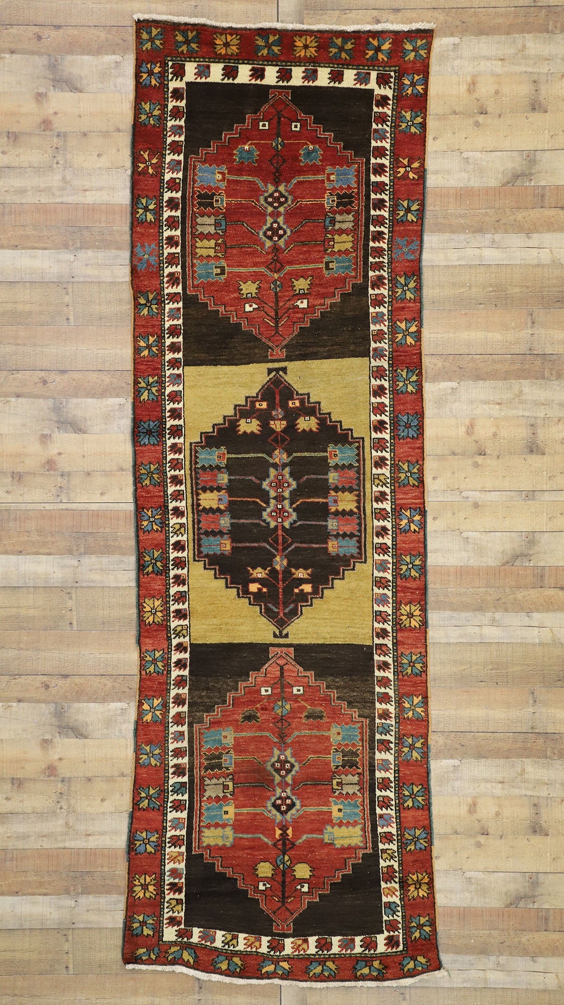 4 x 11 Vintage Turkish Oushak Rug 52146