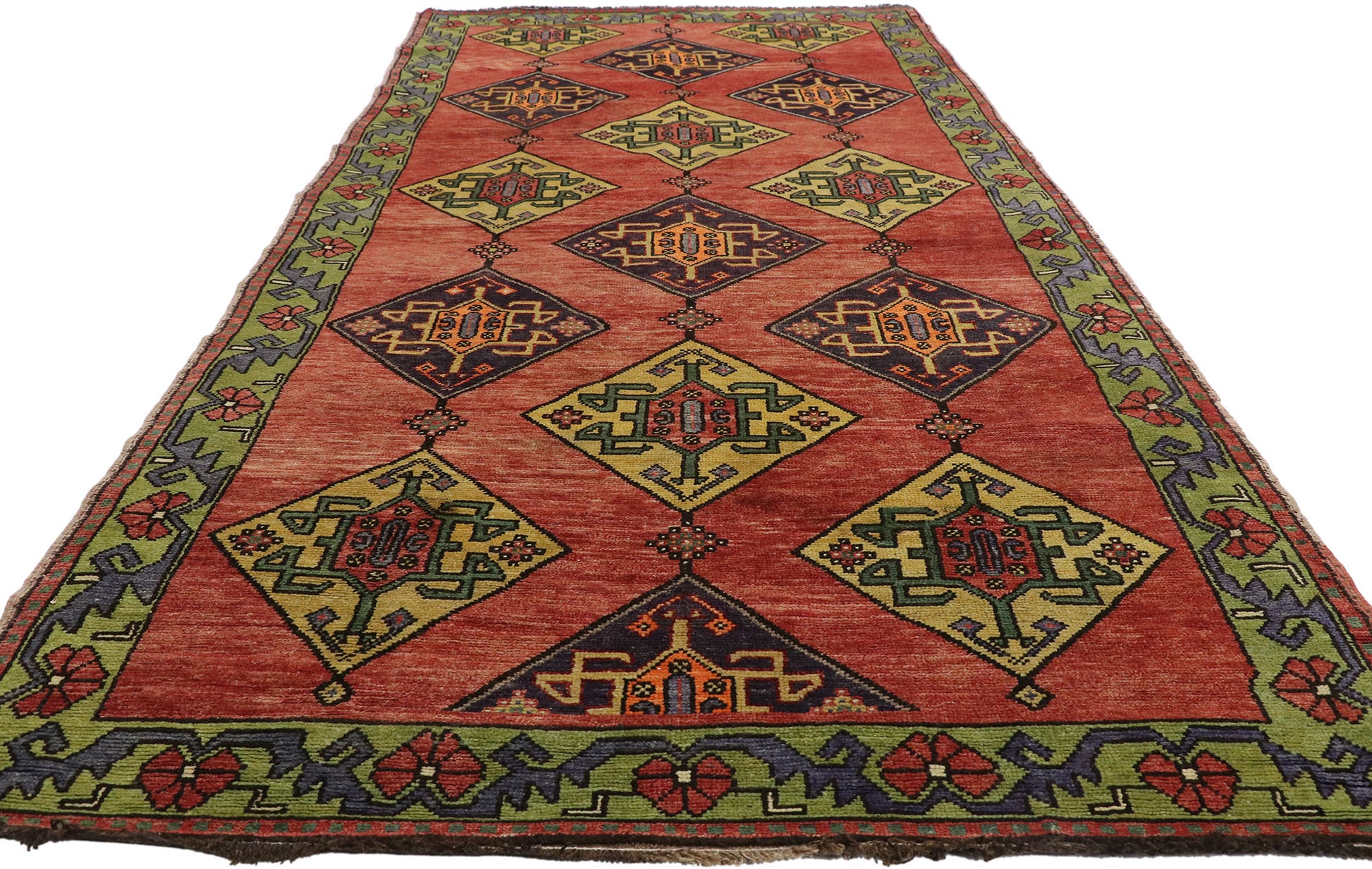 5 x 11 Vintage Turkish Oushak Rug 52177