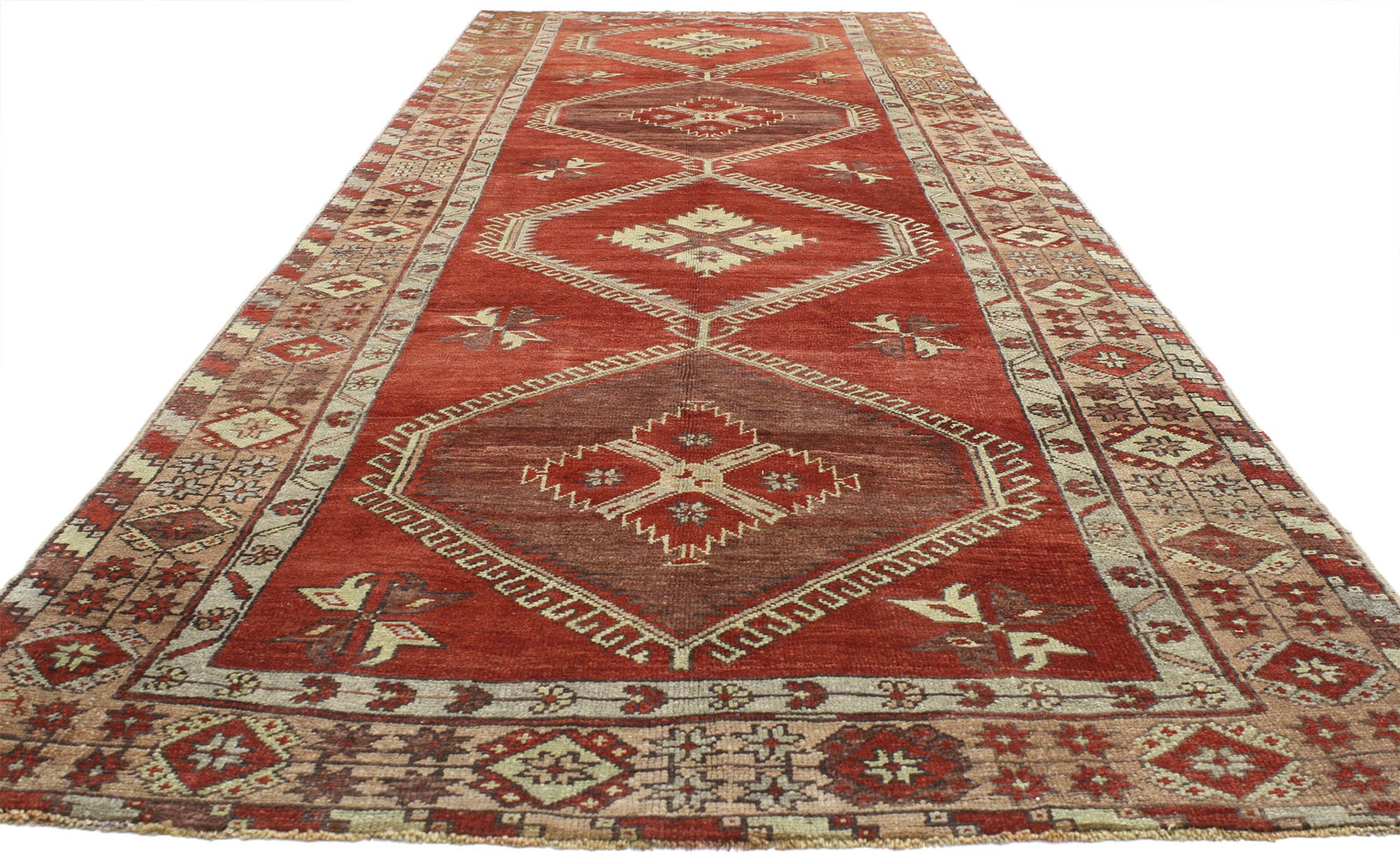 5 x 15 Vintage Turkish Oushak Rug 52247
