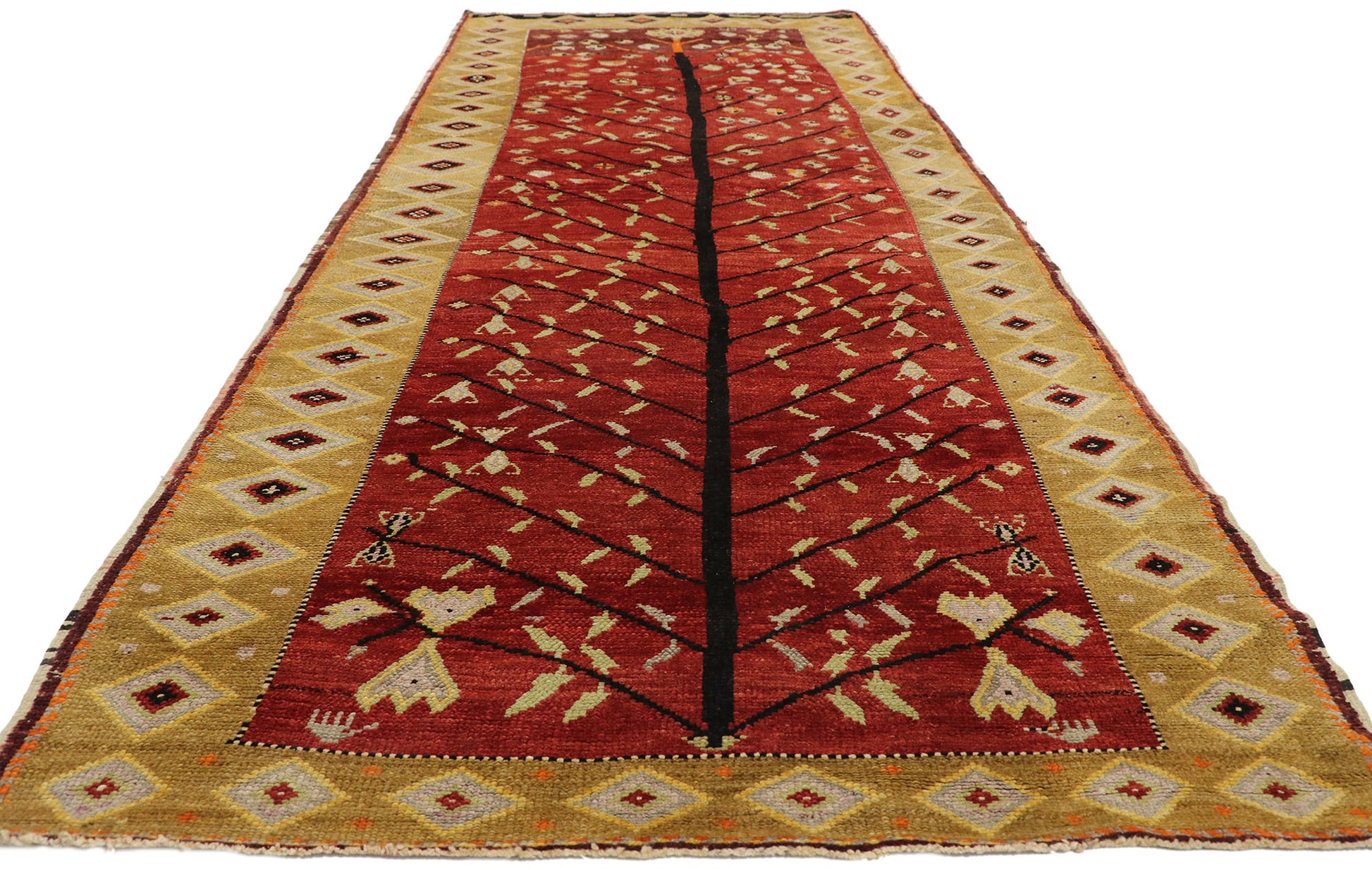 5 x 11 Vintage Turkish Oushak Gallery Rug 52252