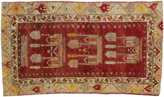 3 x 5 Vintage Anatolian Kirsehir Prayer Rug 52295