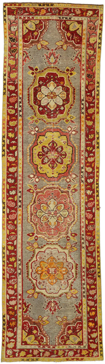 3 x 10 Vintage Turkish Oushak Runner 52296